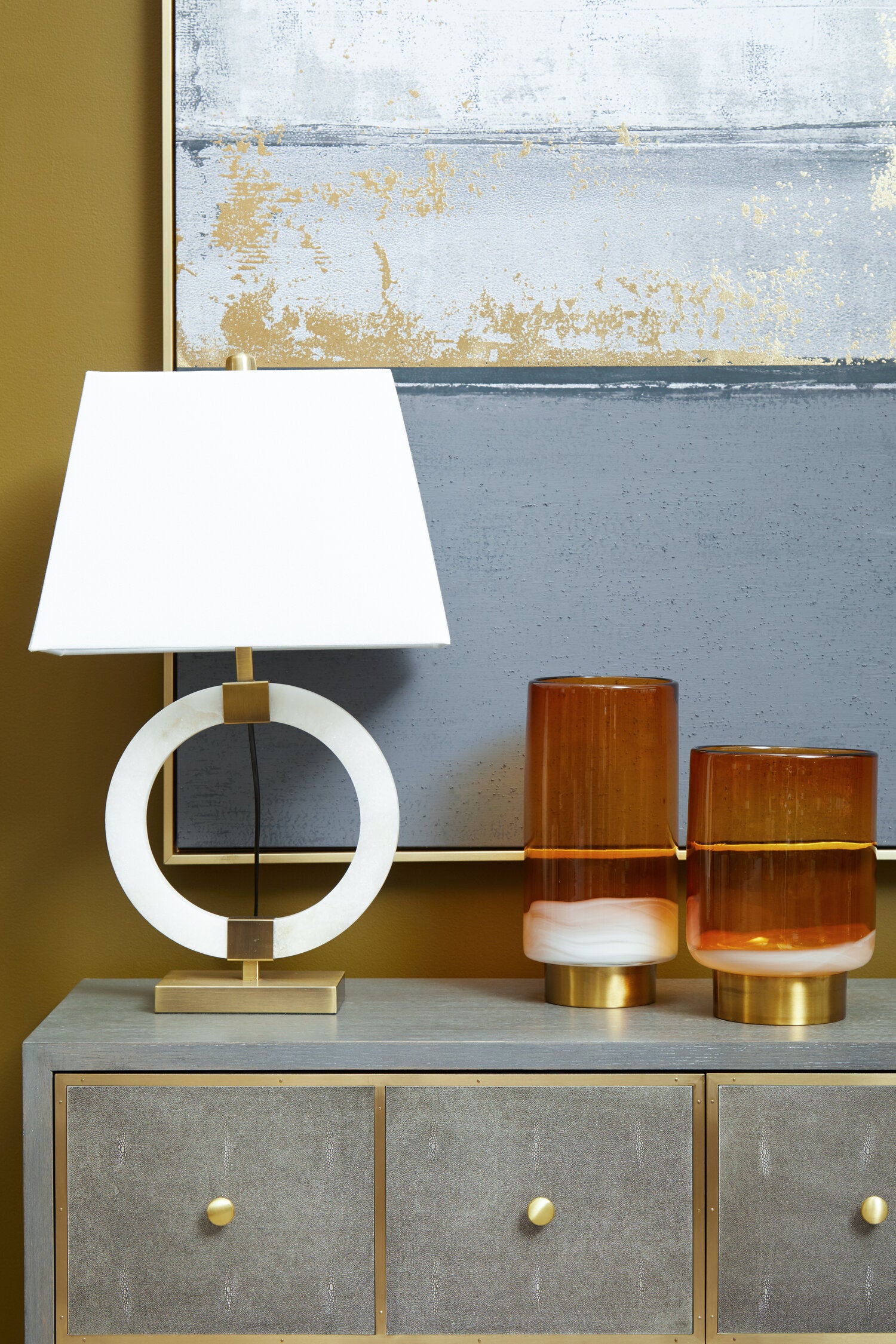 Abstract Grey and Goil Foil Canvas Wall Art - The Orchard Home and Gifts