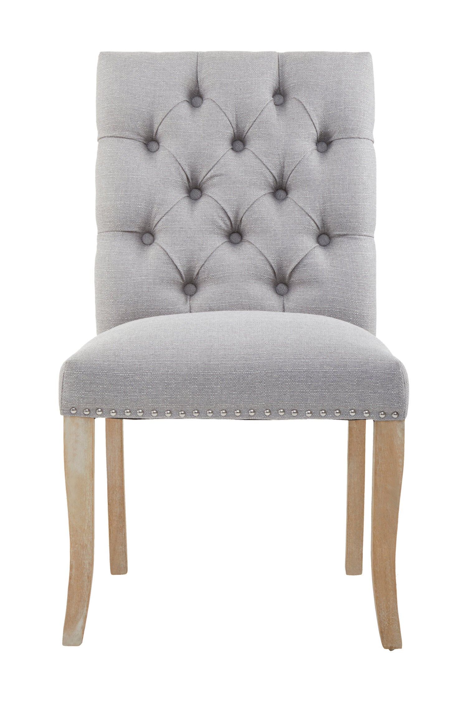 Chelsea Grey Linen Button Back Uphostered Dining Chair