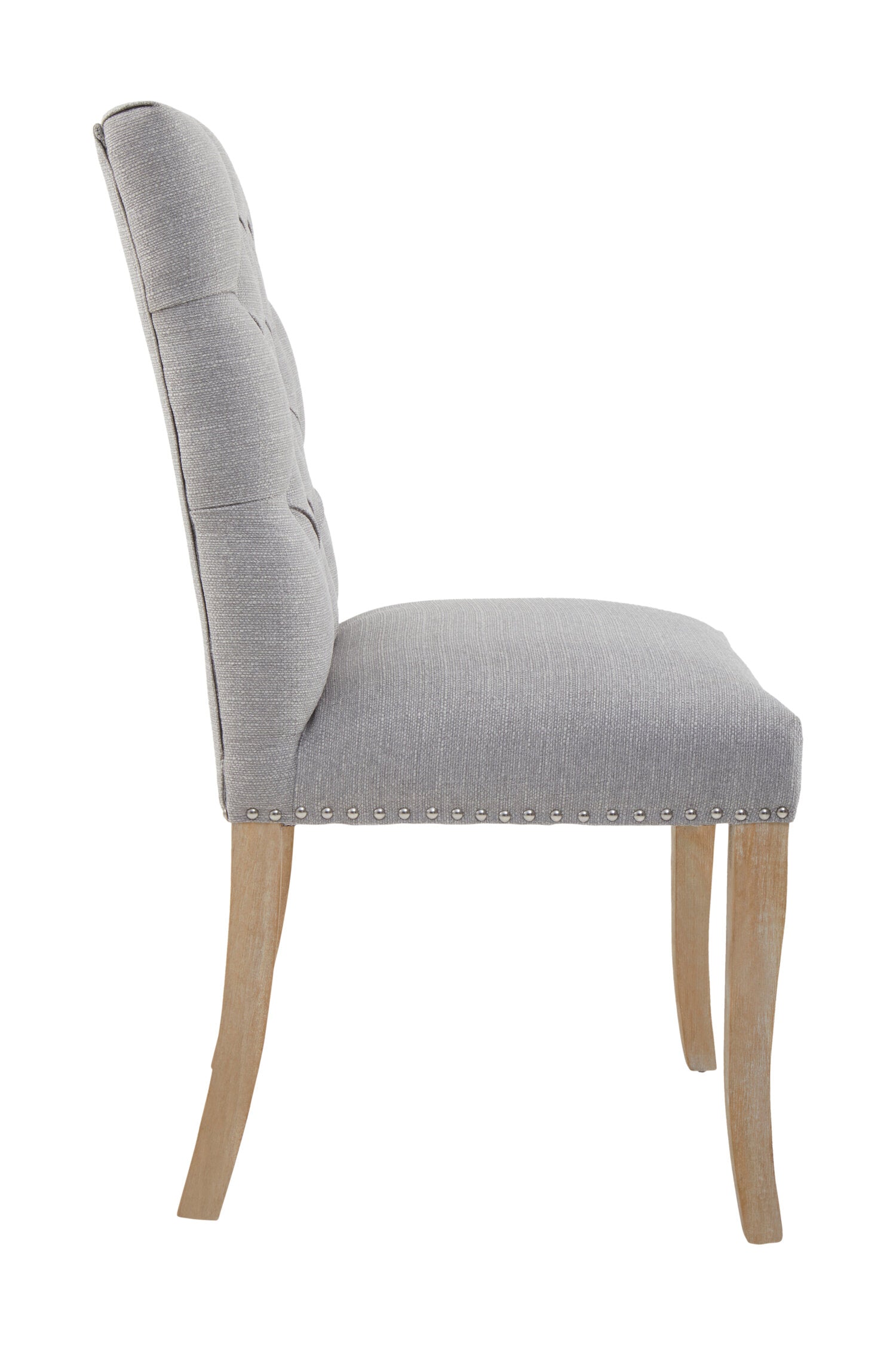 Chelsea Grey Linen Button Back Uphostered Dining Chair