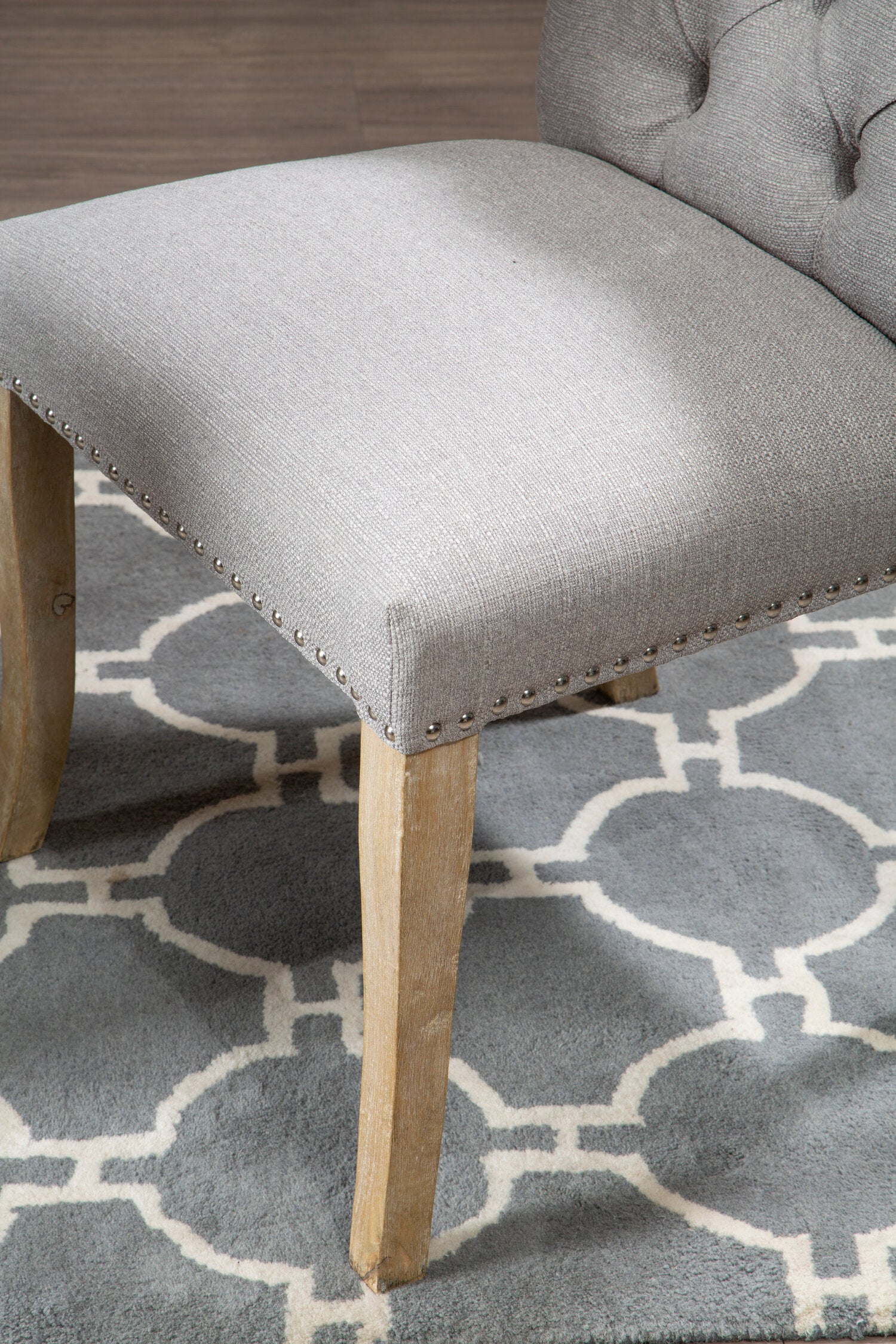 Chelsea Grey Linen Button Back Uphostered Dining Chair