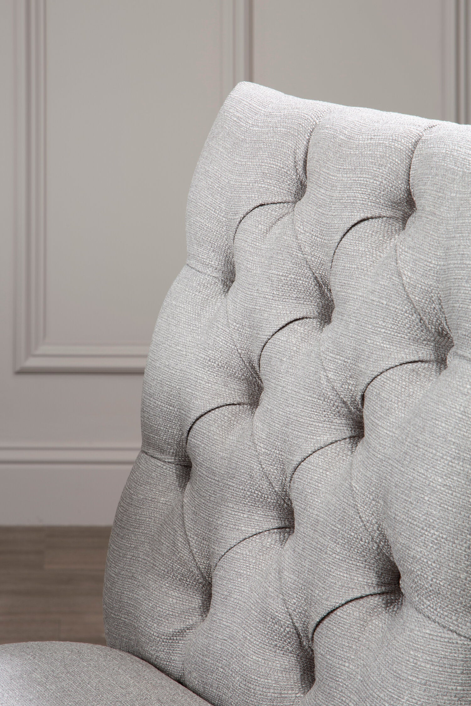 Chelsea Grey Linen Button Back Uphostered Dining Chair