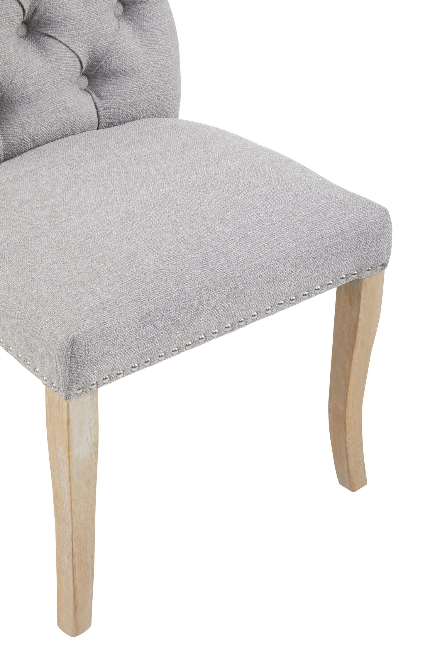 Chelsea Grey Linen Button Back Uphostered Dining Chair