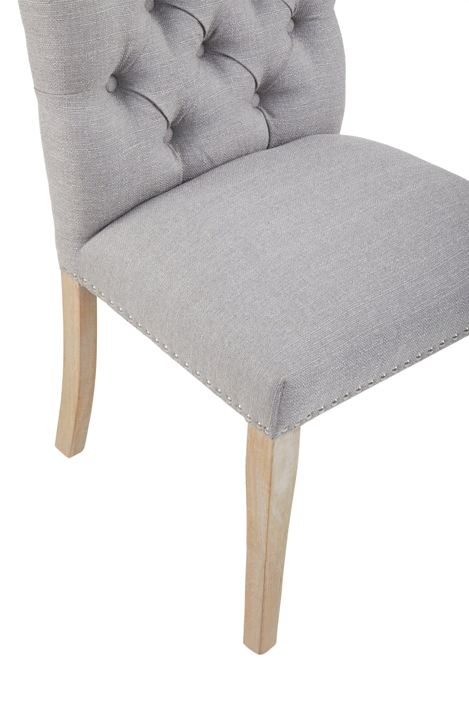 Chelsea Grey Linen Button Back Uphostered Dining Chair