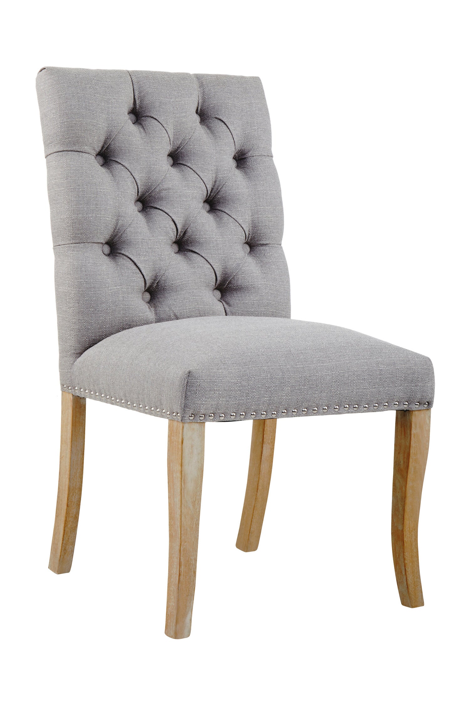 Chelsea Grey Linen Button Back Uphostered Dining Chair