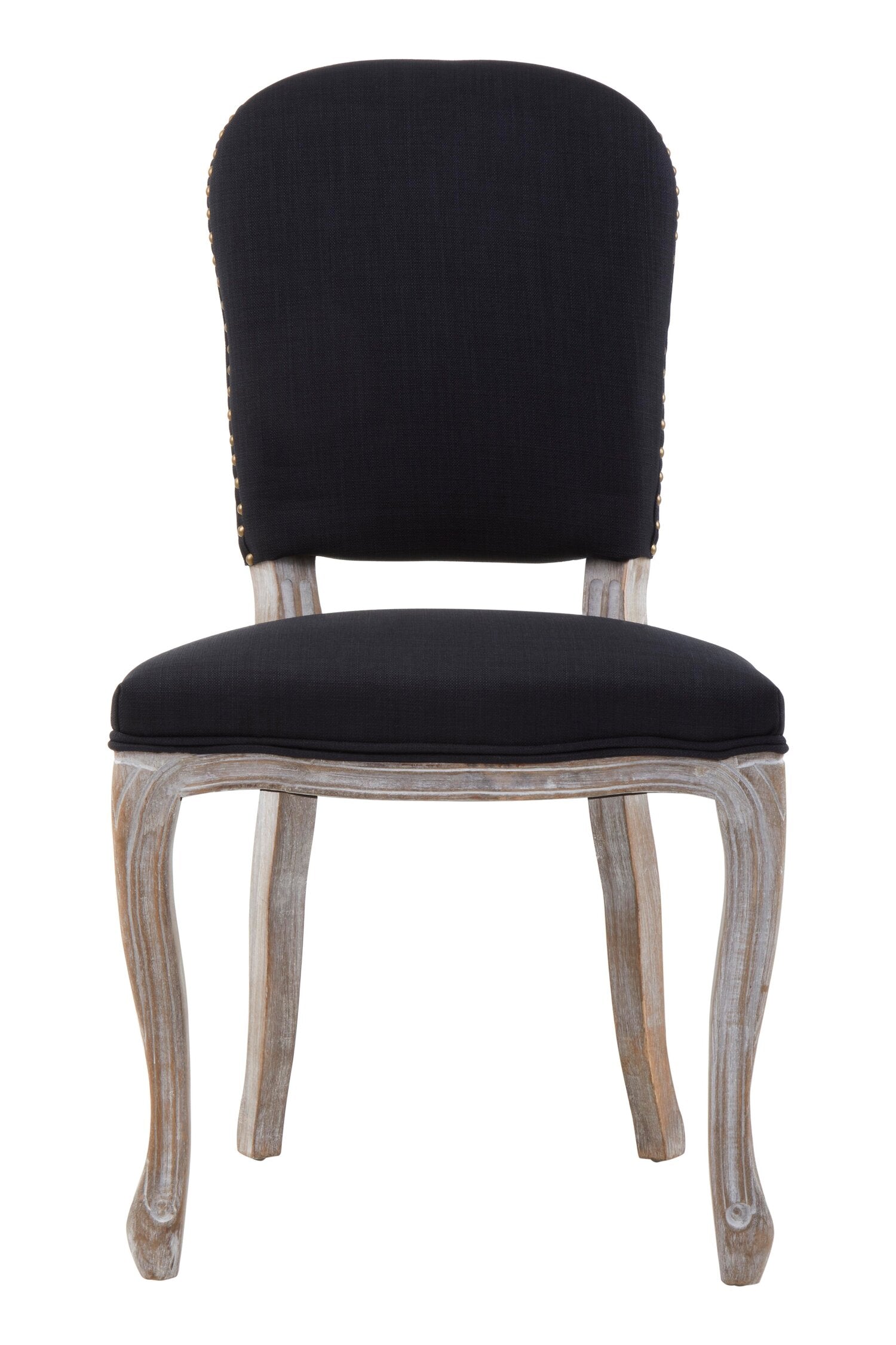 Chelsea Black Linen Antique Wood Dining Chair