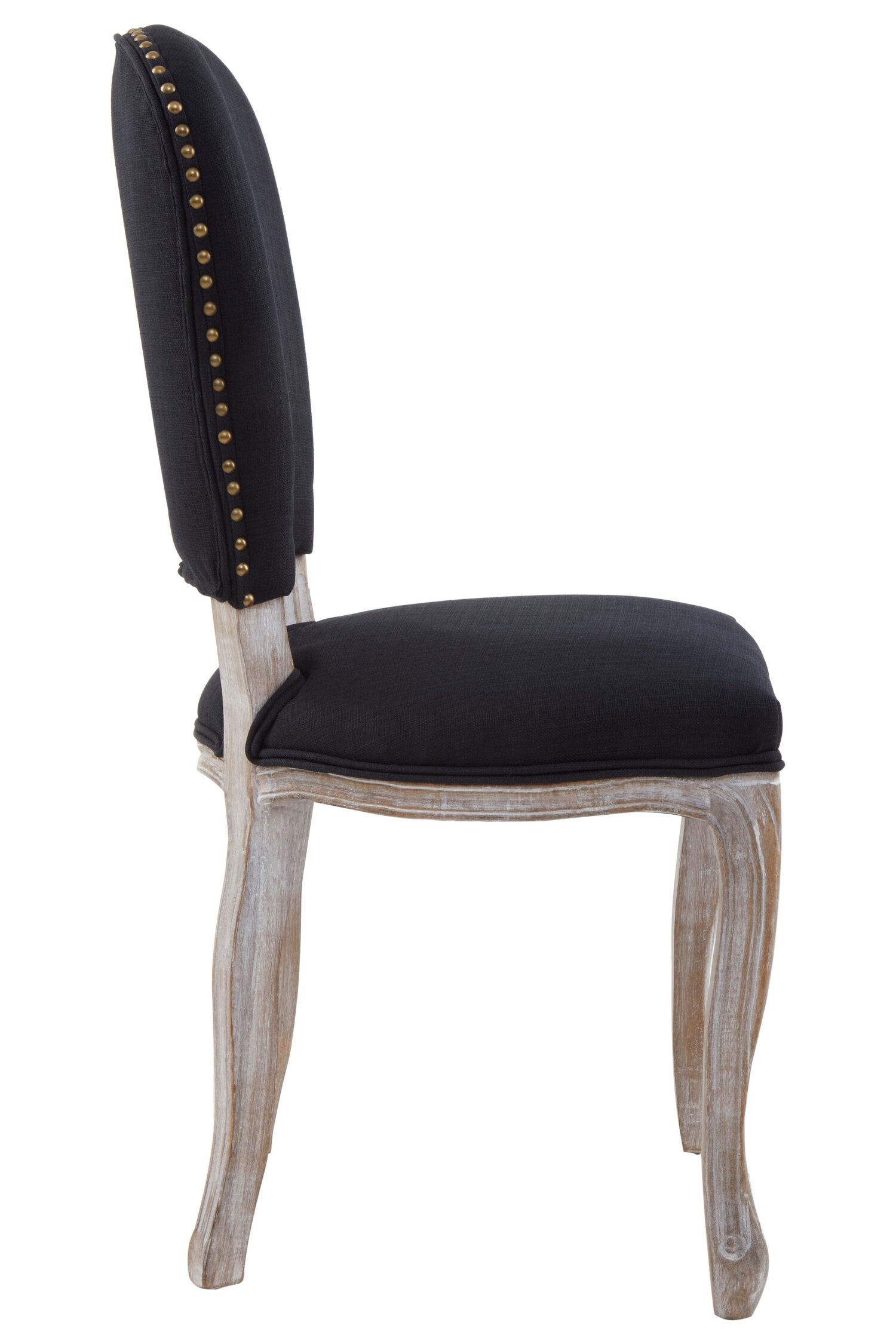 Chelsea Black Linen Antique Wood Dining Chair