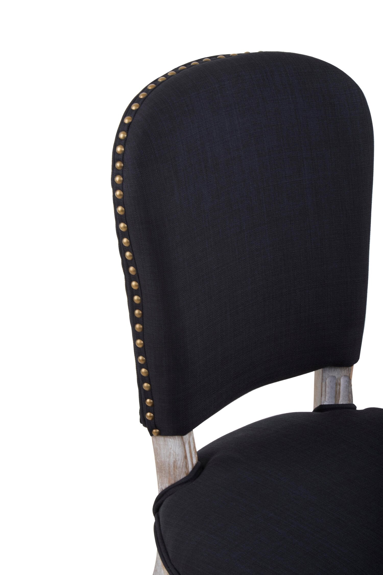 Chelsea Black Linen Antique Wood Dining Chair