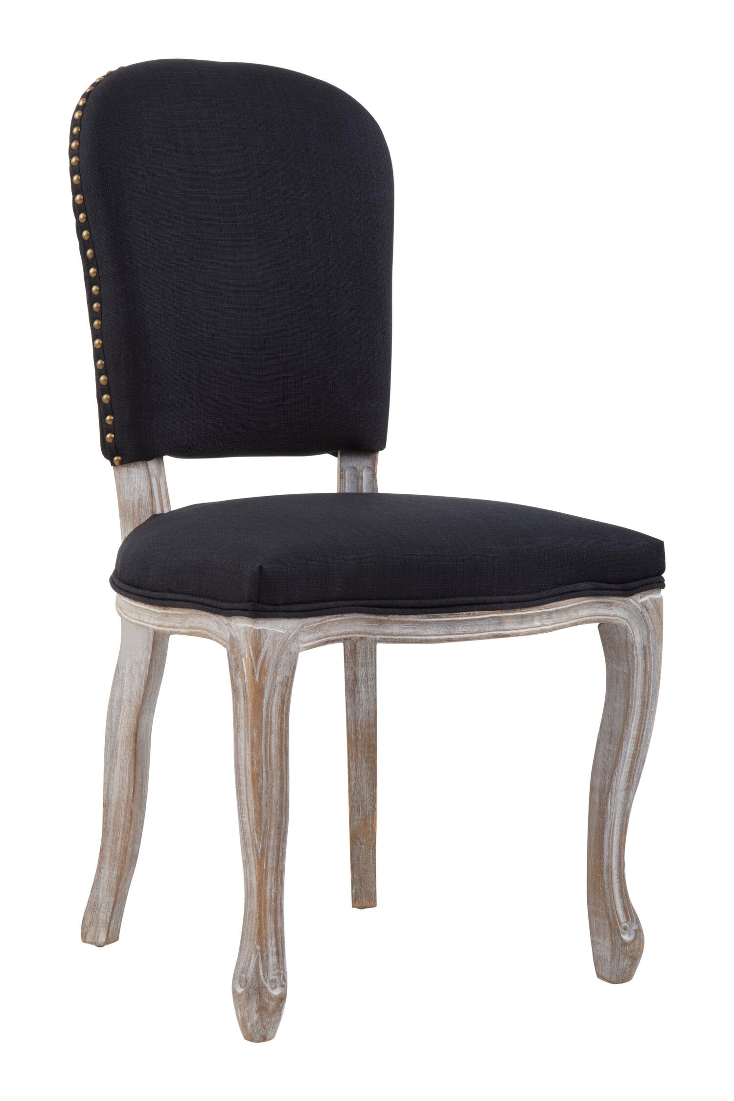 Chelsea Black Linen Antique Wood Dining Chair