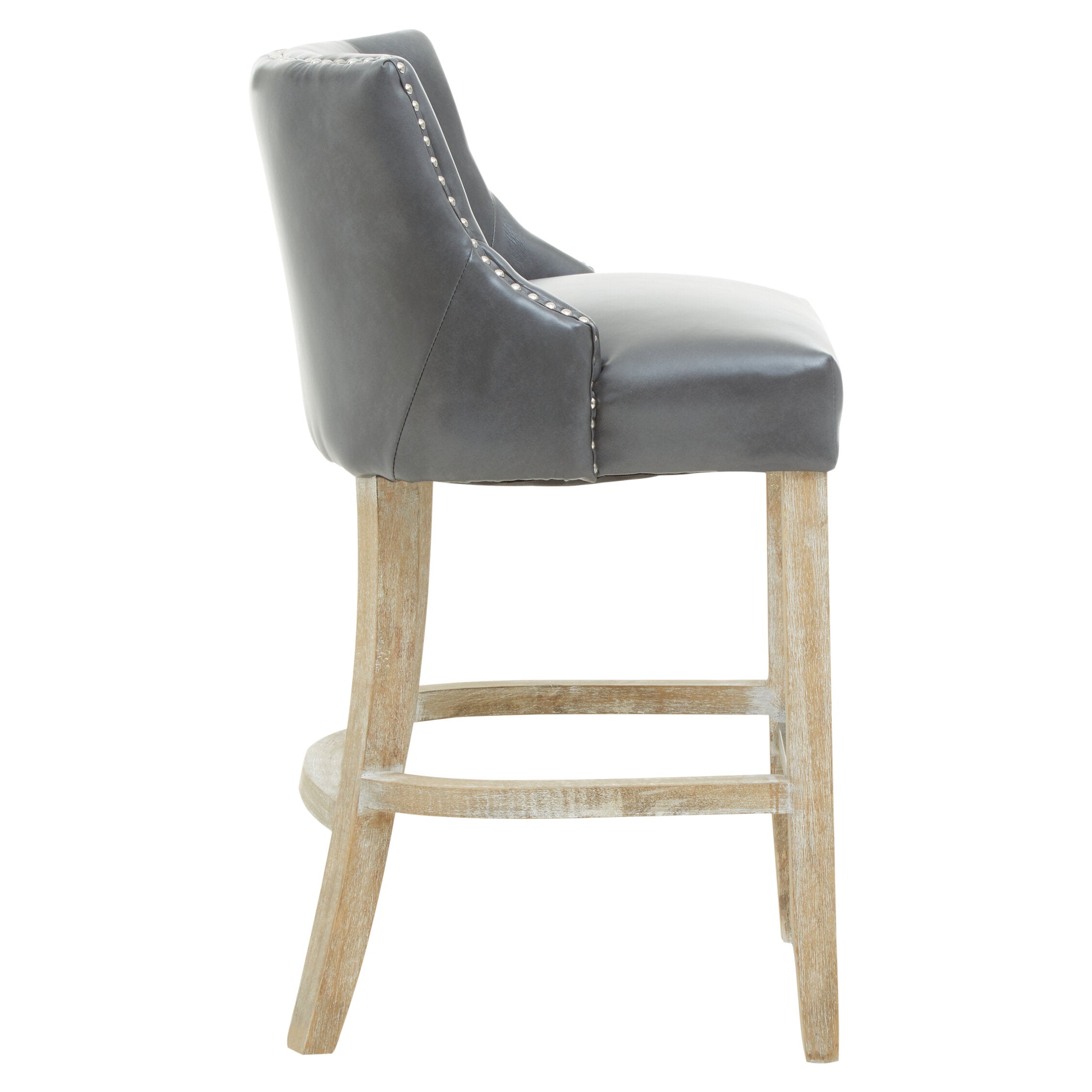 Chelsea Grey Faux Leather Low Back Bar Stool Chair - The Orchard Home and Gifts