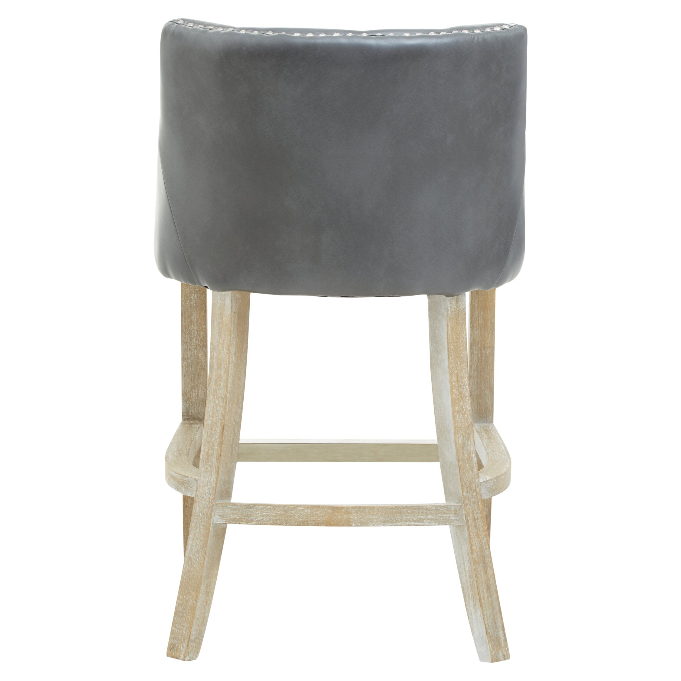 Chelsea Grey Faux Leather Low Back Bar Stool Chair - The Orchard Home and Gifts