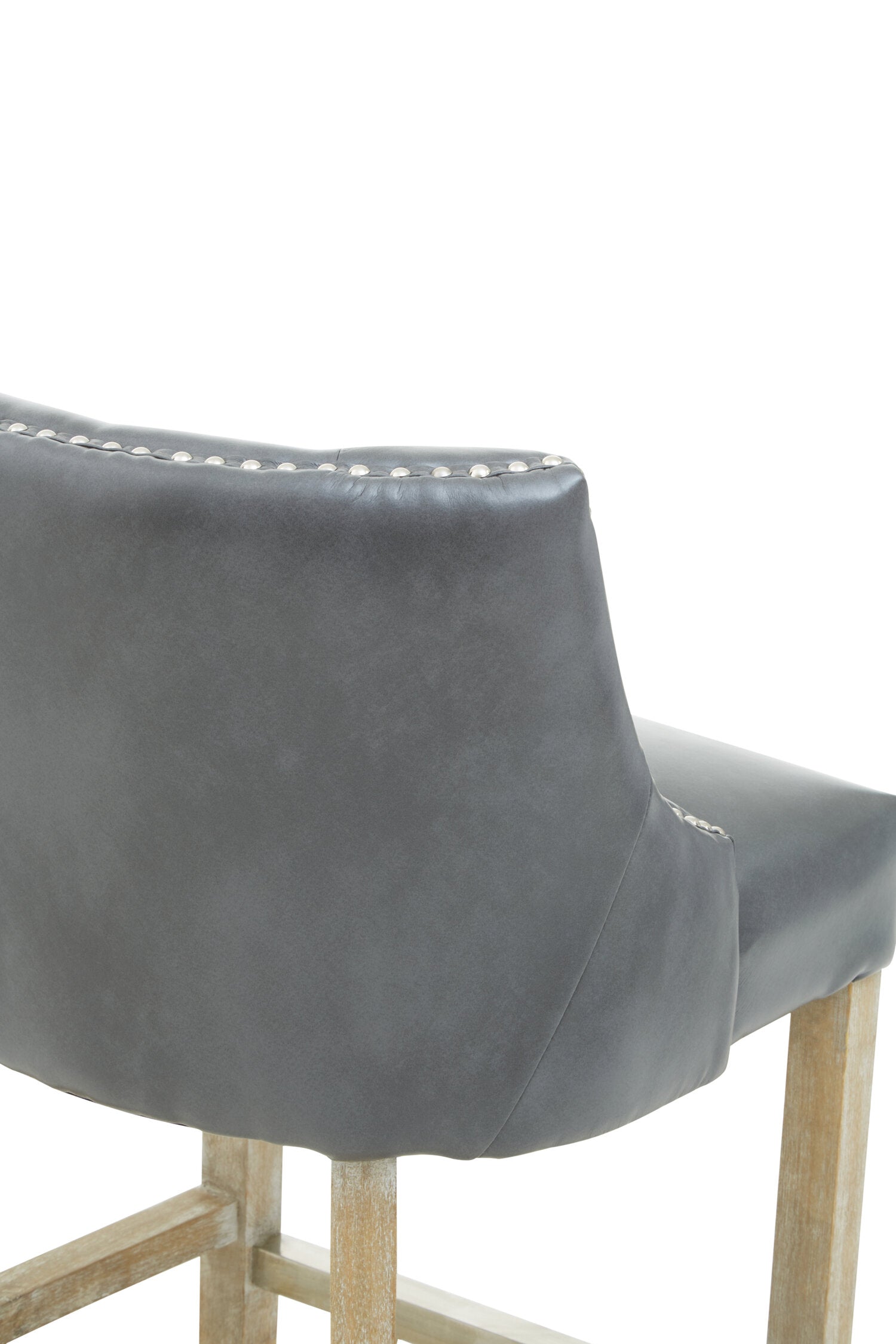 Chelsea Grey Faux Leather Low Back Bar Stool Chair - The Orchard Home and Gifts