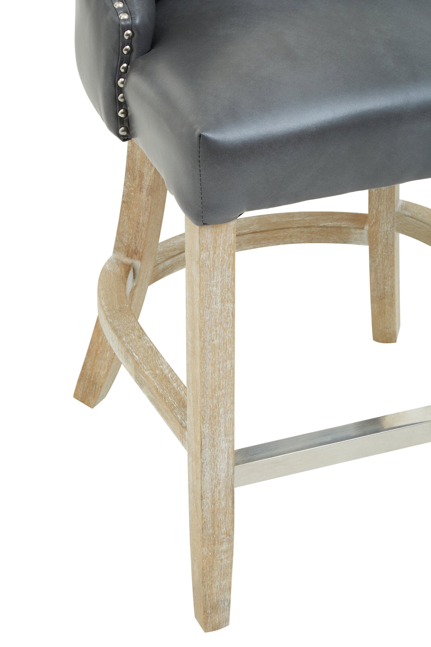 Chelsea Grey Faux Leather Low Back Bar Stool Chair - The Orchard Home and Gifts