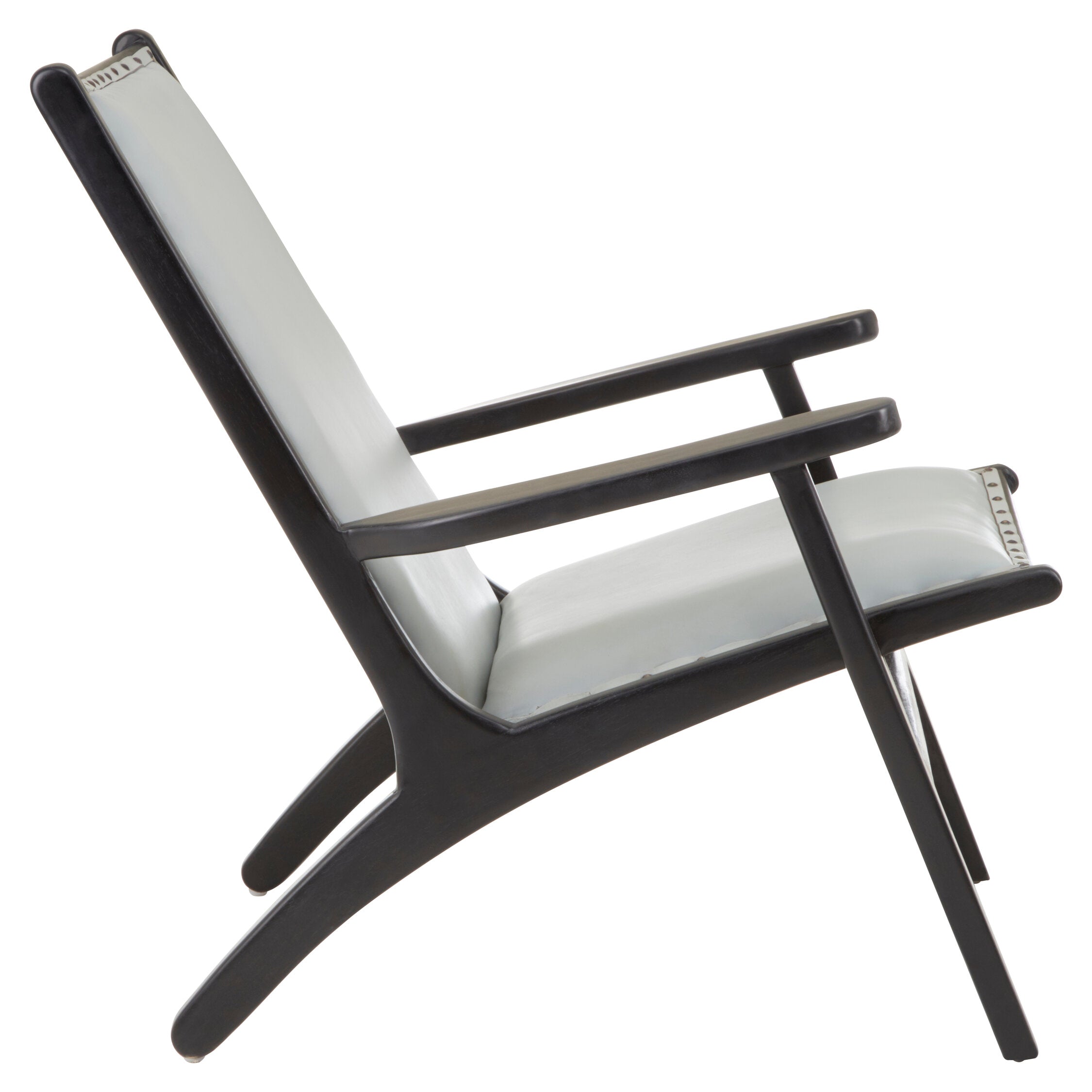 Grey Leather and Teak Armchair - The Orchard Home and Gifts