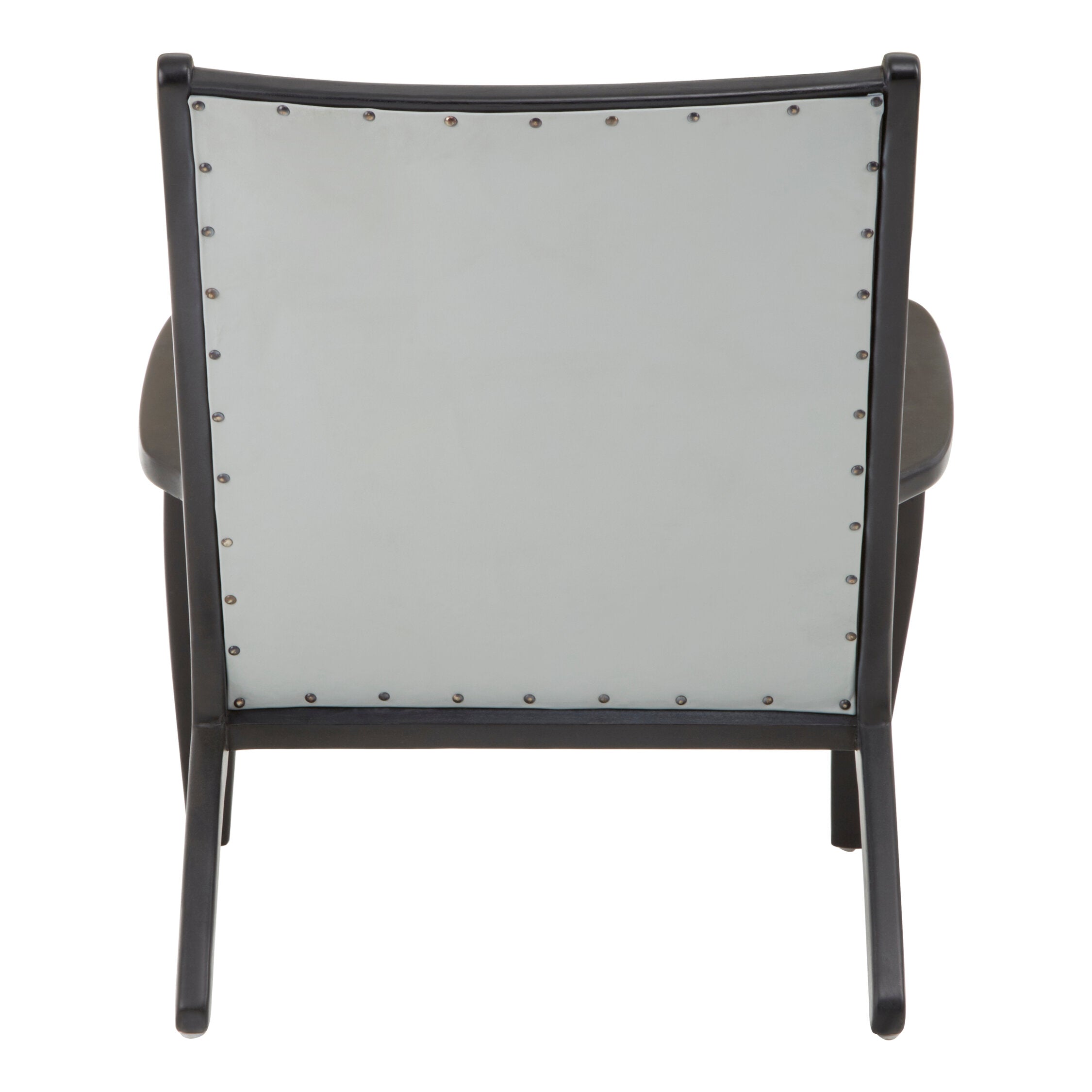 Grey Leather and Teak Armchair - The Orchard Home and Gifts