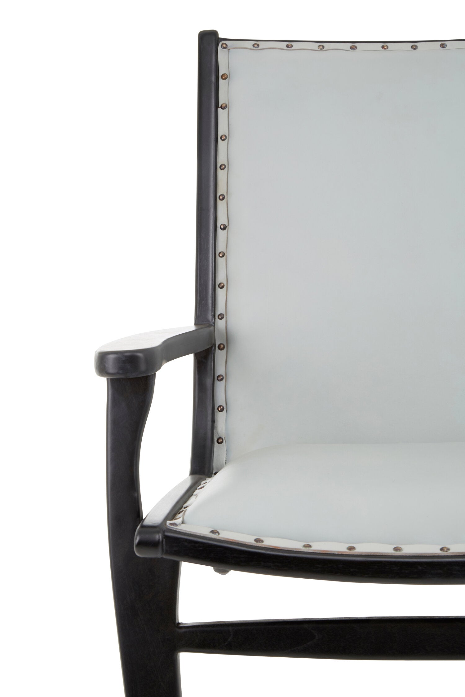 Grey Leather and Teak Armchair - The Orchard Home and Gifts