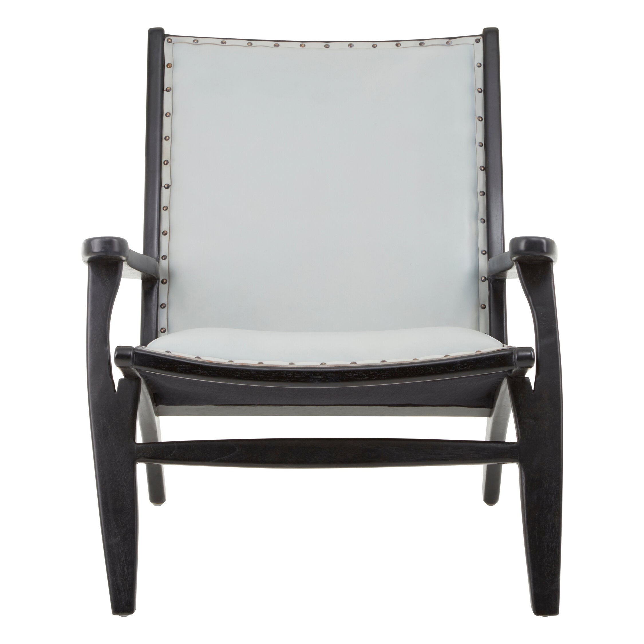 Grey Leather and Teak Armchair - The Orchard Home and Gifts