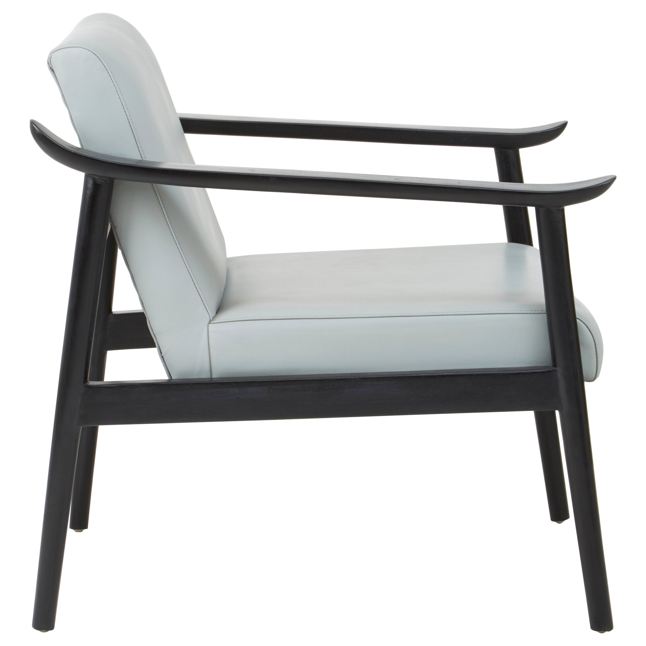 Grey Leather and Black Teak Armchair - The Orchard Home and Gifts