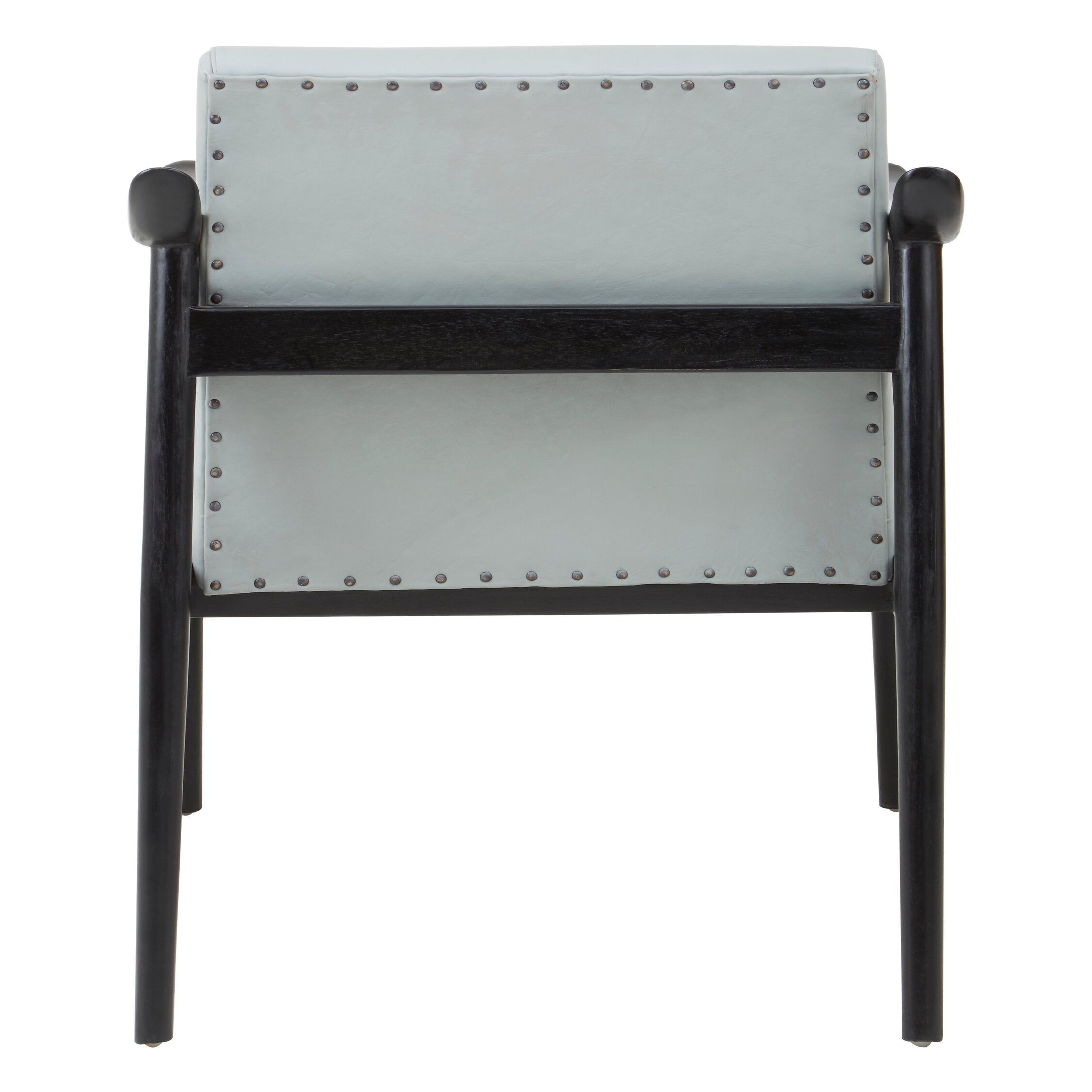Grey Leather and Black Teak Armchair - The Orchard Home and Gifts
