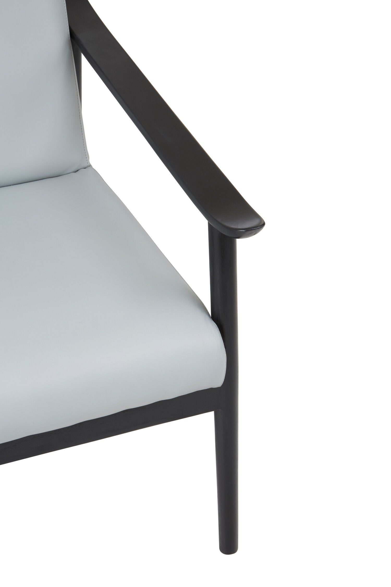 Grey Leather and Black Teak Armchair - The Orchard Home and Gifts