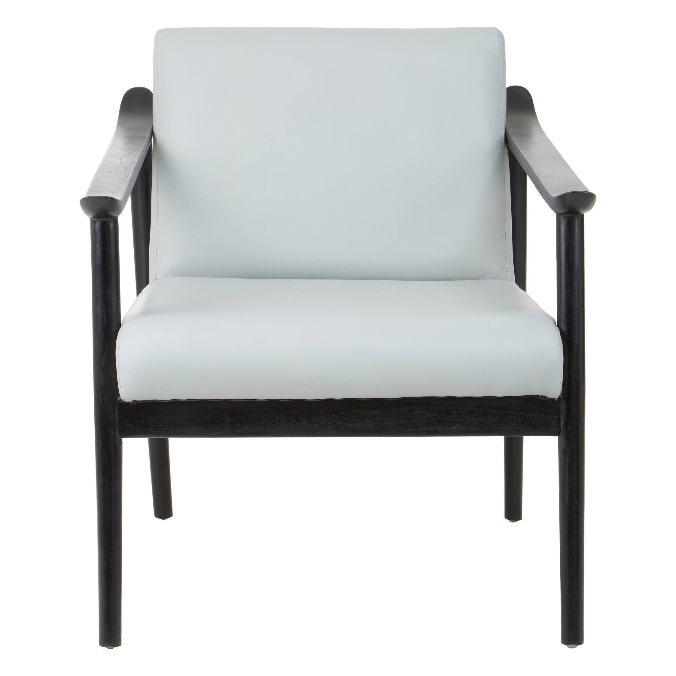 Grey Leather and Black Teak Armchair - The Orchard Home and Gifts
