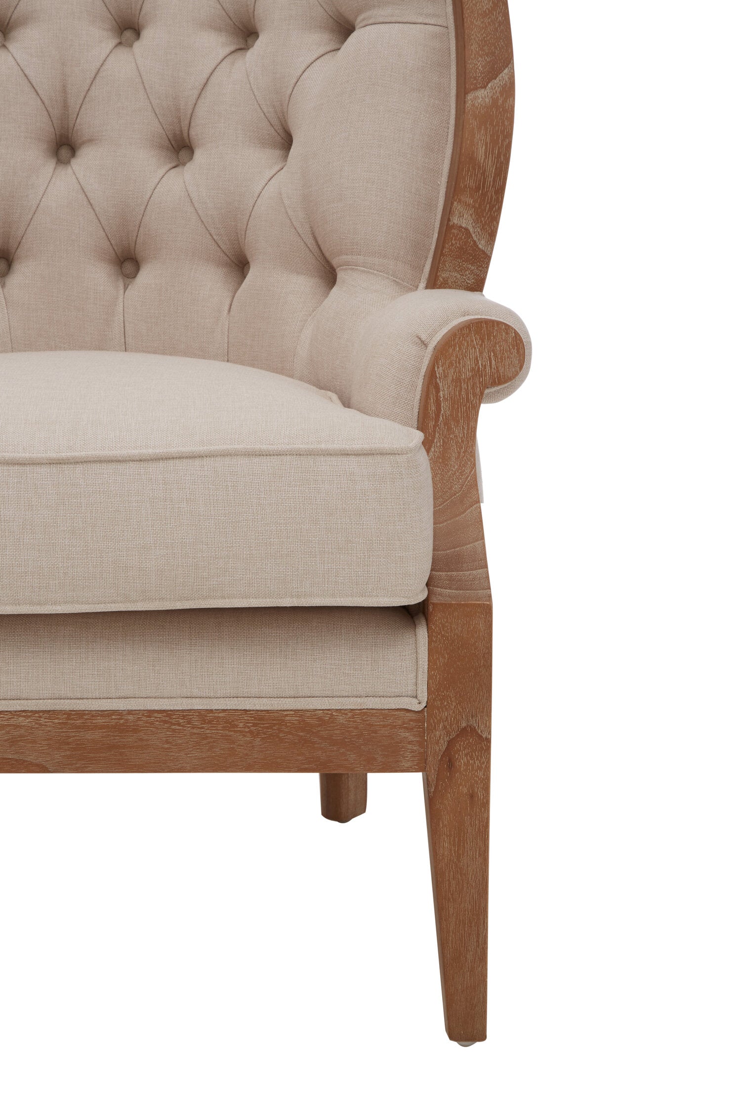 Cream Upholstered Button Tufted Armchair - The Orchard Home and Gifts