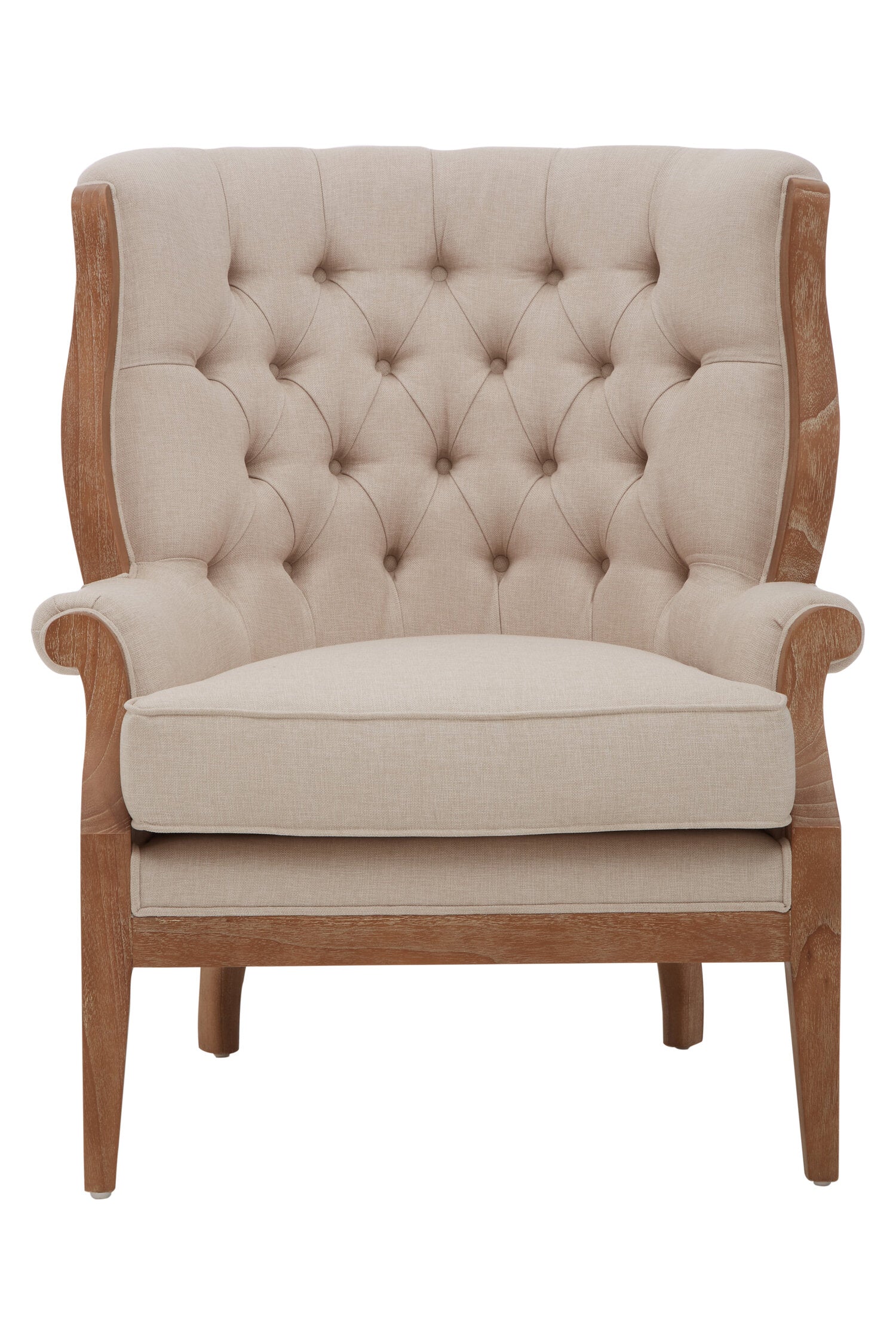 Cream Upholstered Button Tufted Armchair - The Orchard Home and Gifts