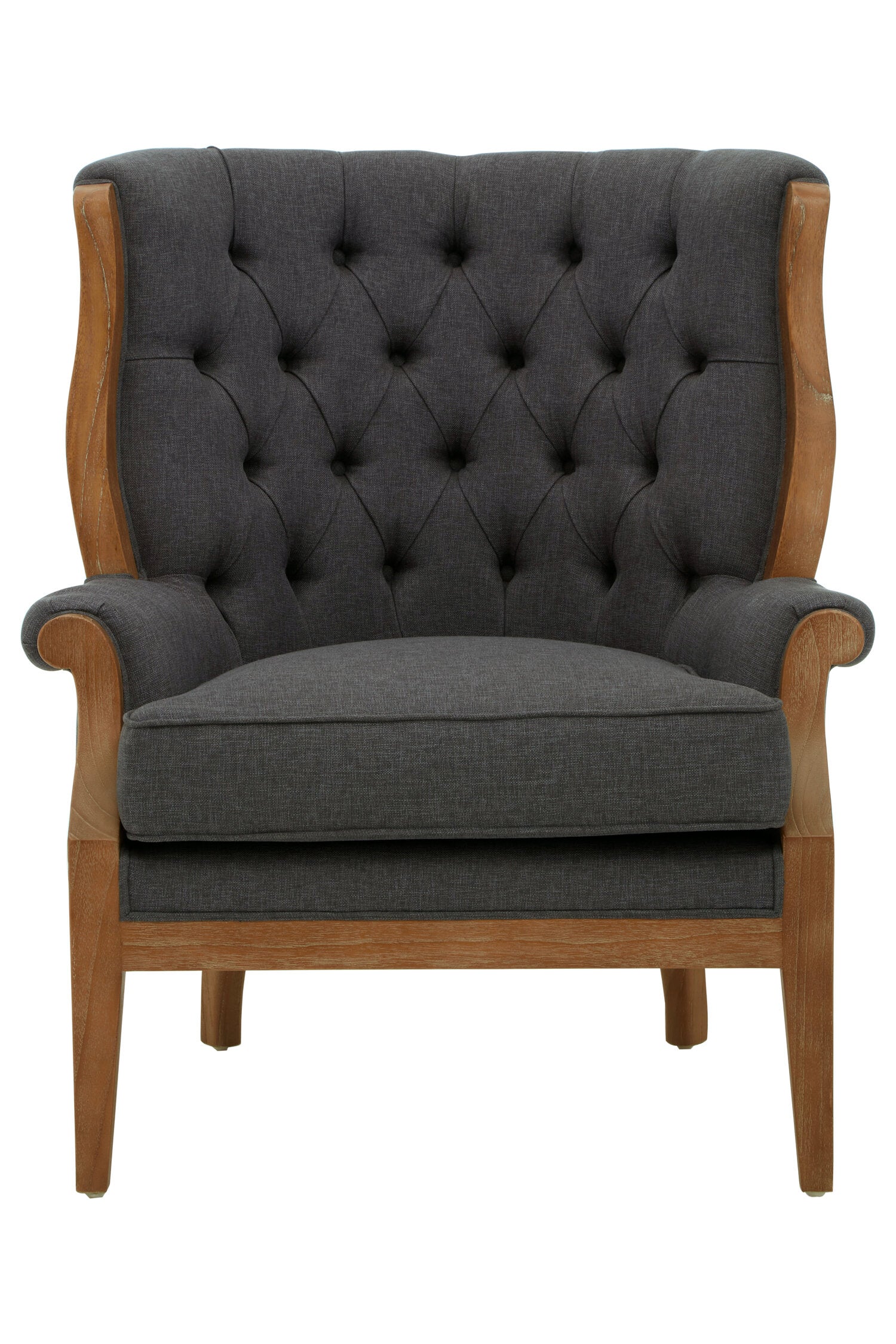 Graphite Grey Upholstered Button Tufted Armchair - The Orchard Home and Gifts