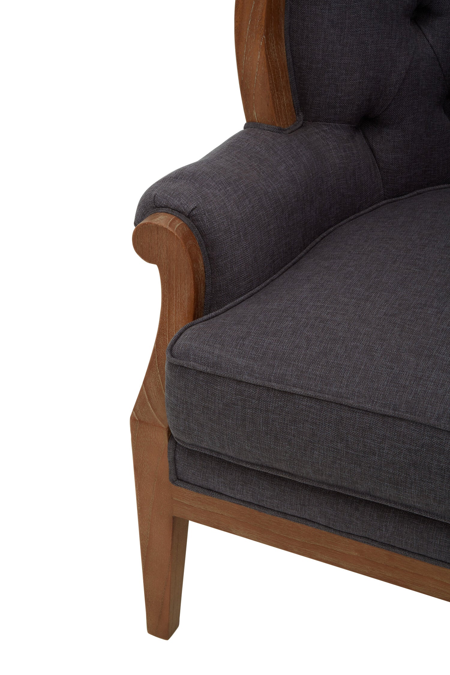 Graphite Grey Upholstered Button Tufted Armchair - The Orchard Home and Gifts