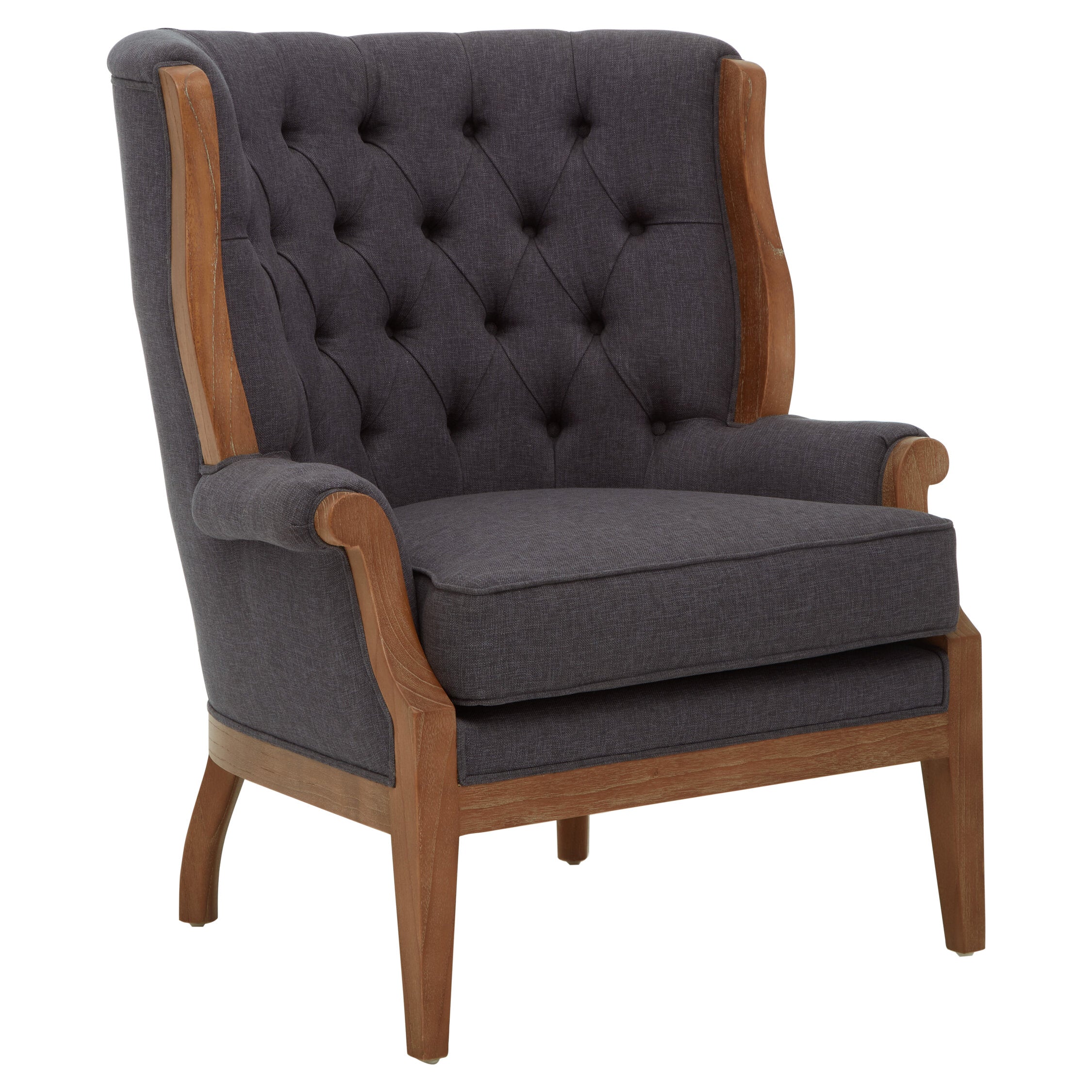 Graphite Grey Upholstered Button Tufted Armchair - The Orchard Home and Gifts