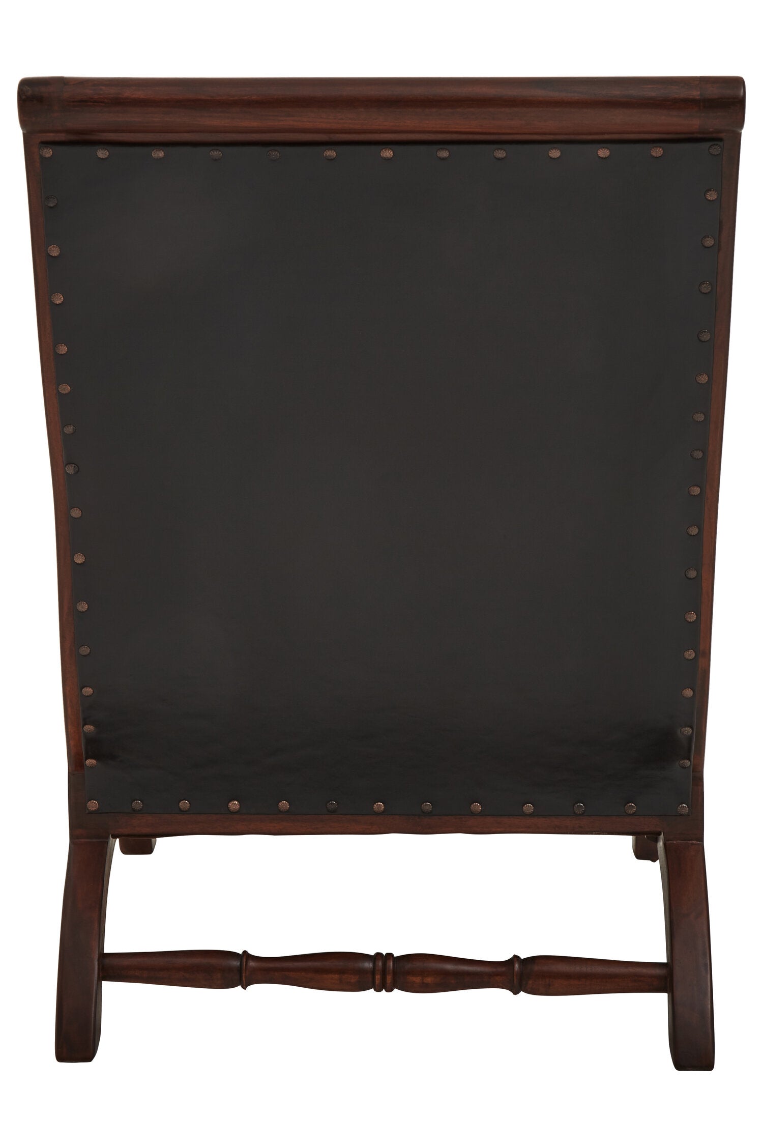 Black Leather and Teak Lounge Chair and Footstool - The Orchard Home and Gifts