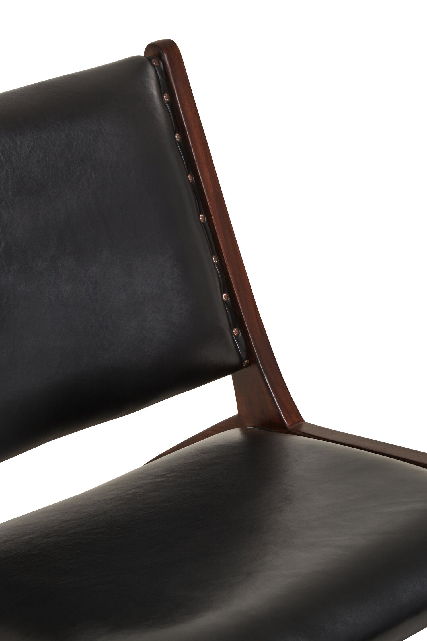 Black Leather and Antique Teak Chair