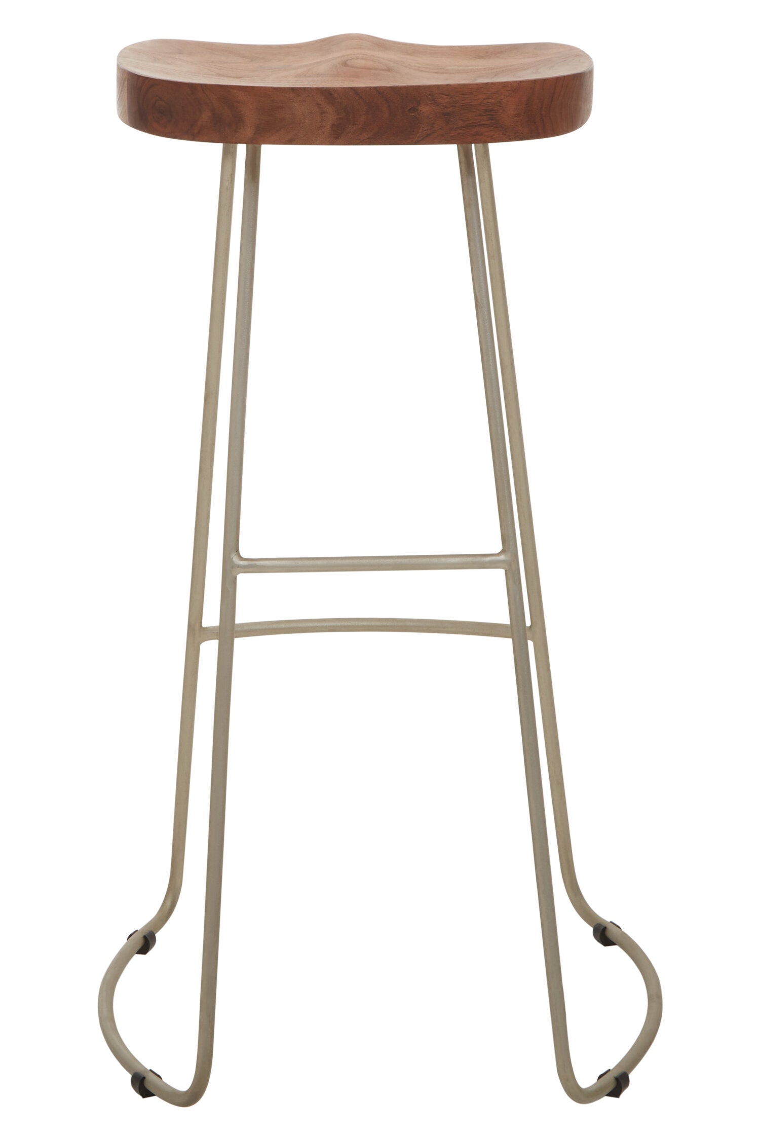 Mikka Acacia Wood and Antique Silver Bar Stool - The Orchard Home and Gifts