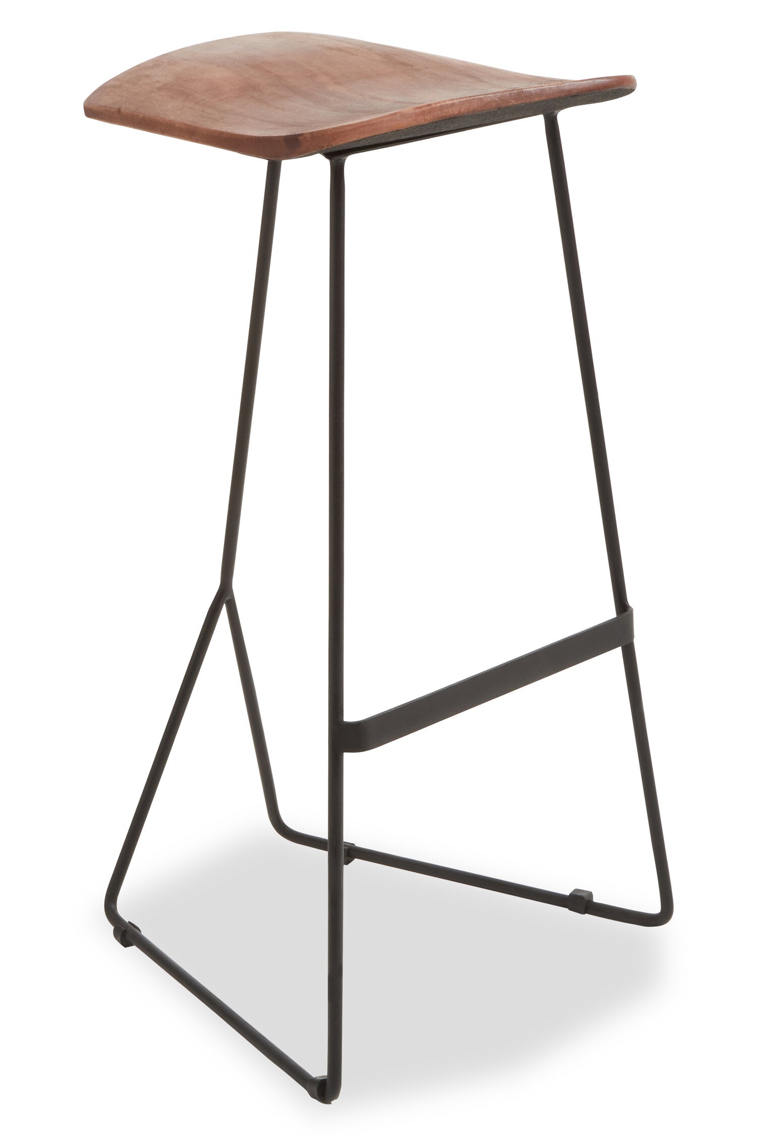 Mikka Acacia Wood and Antique Black Bar Stool - The Orchard Home and Gifts