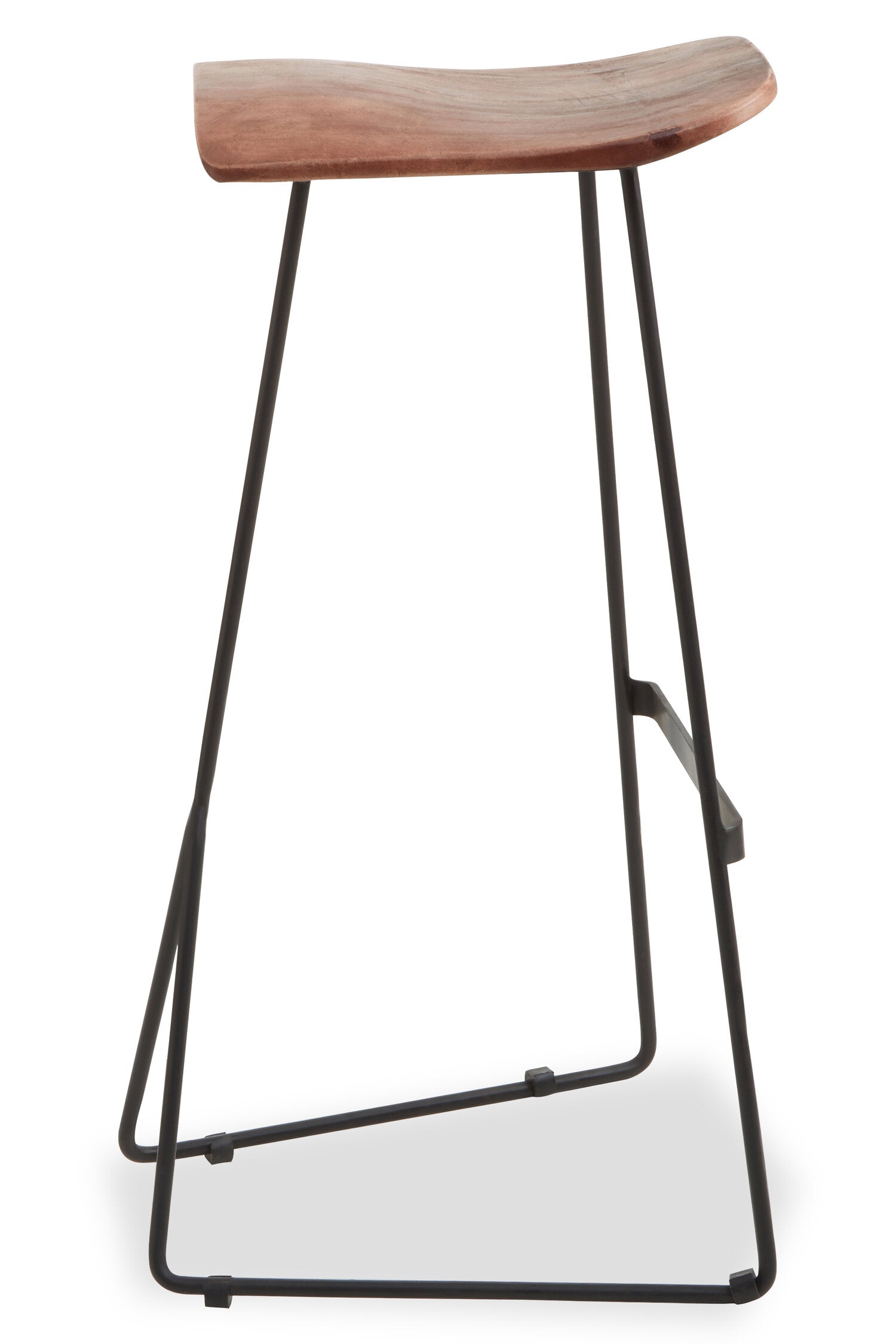 Mikka Acacia Wood and Antique Black Bar Stool - The Orchard Home and Gifts