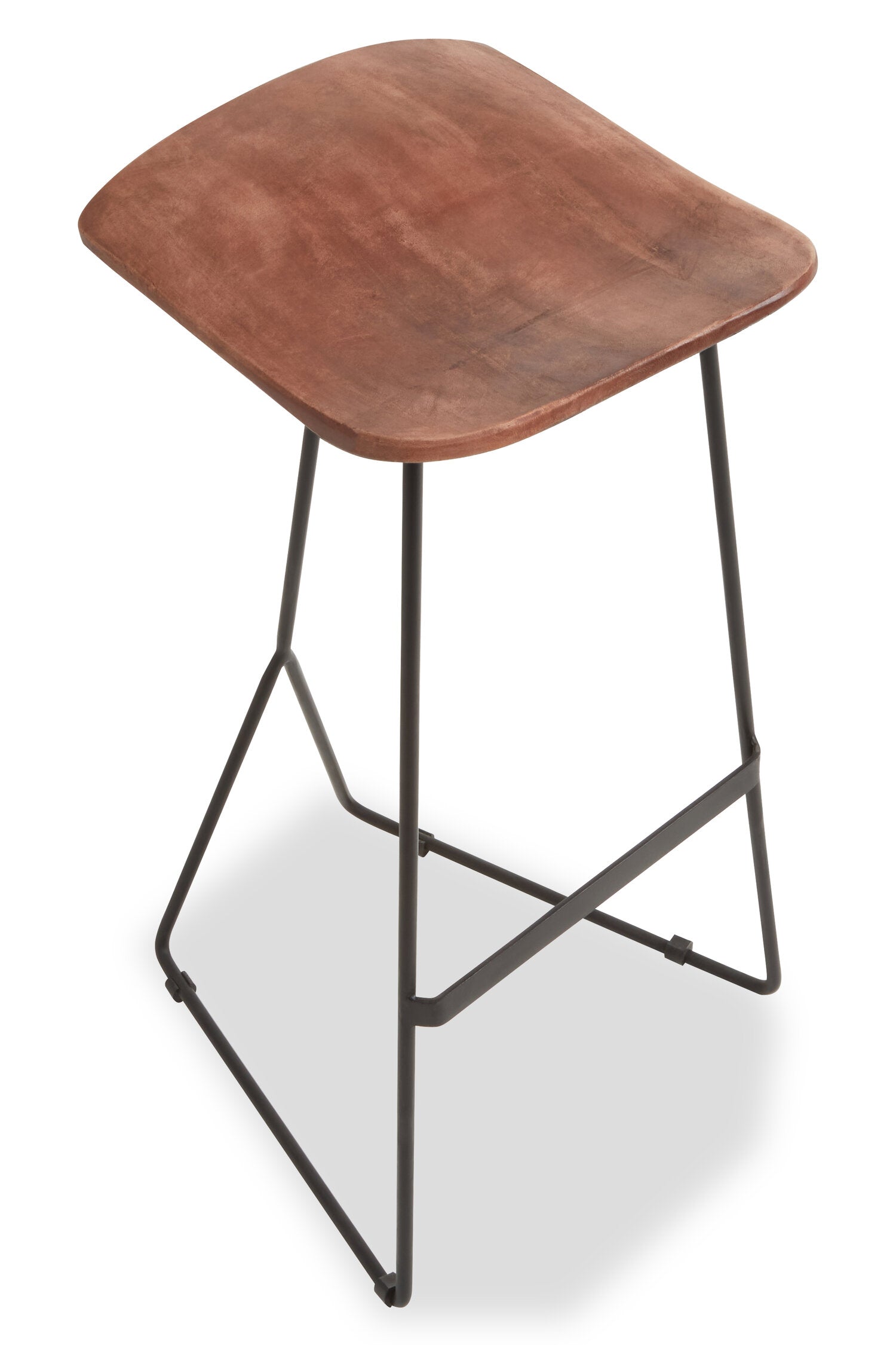 Mikka Acacia Wood and Antique Black Bar Stool - The Orchard Home and Gifts