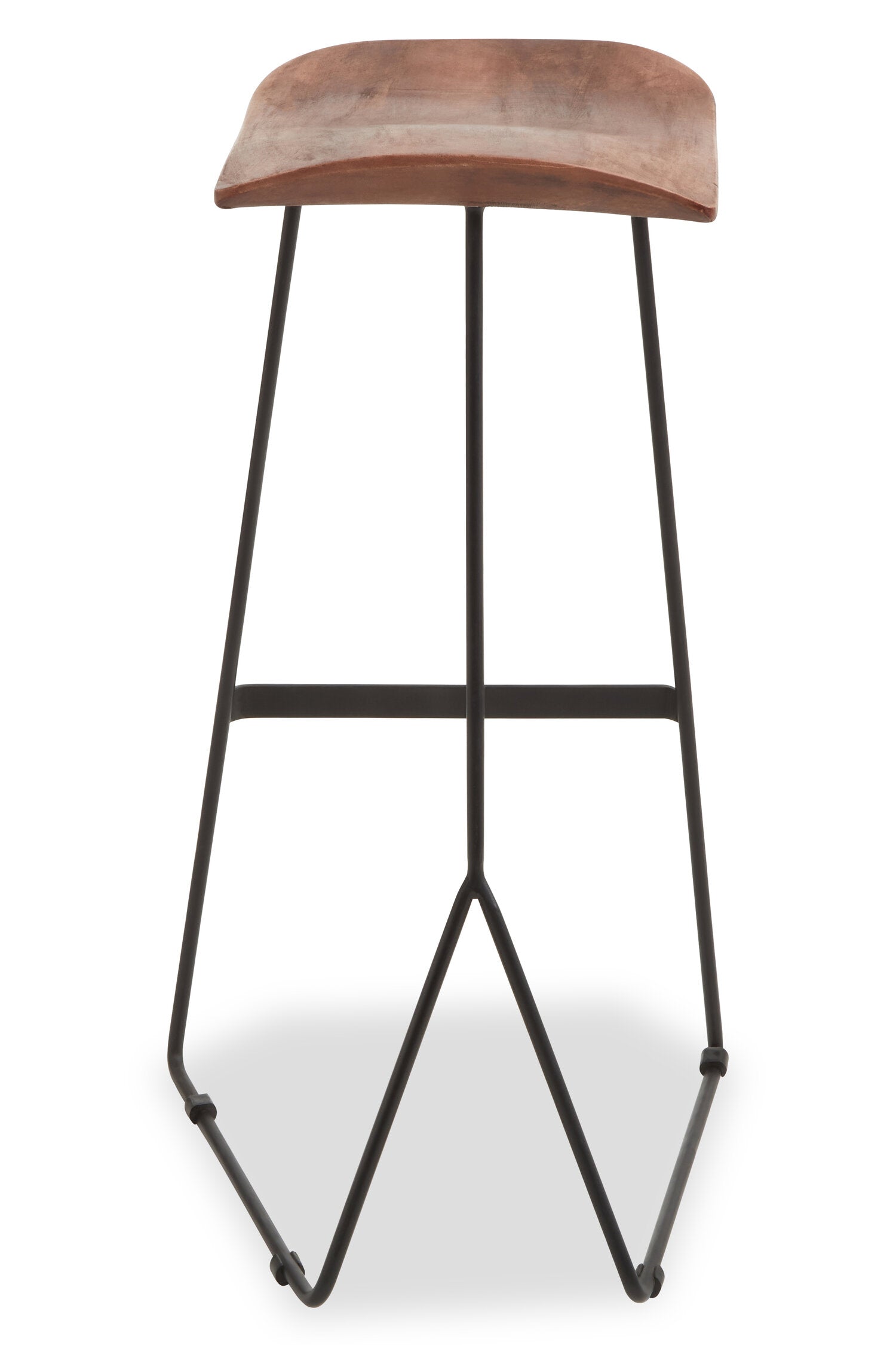 Mikka Acacia Wood and Antique Black Bar Stool - The Orchard Home and Gifts