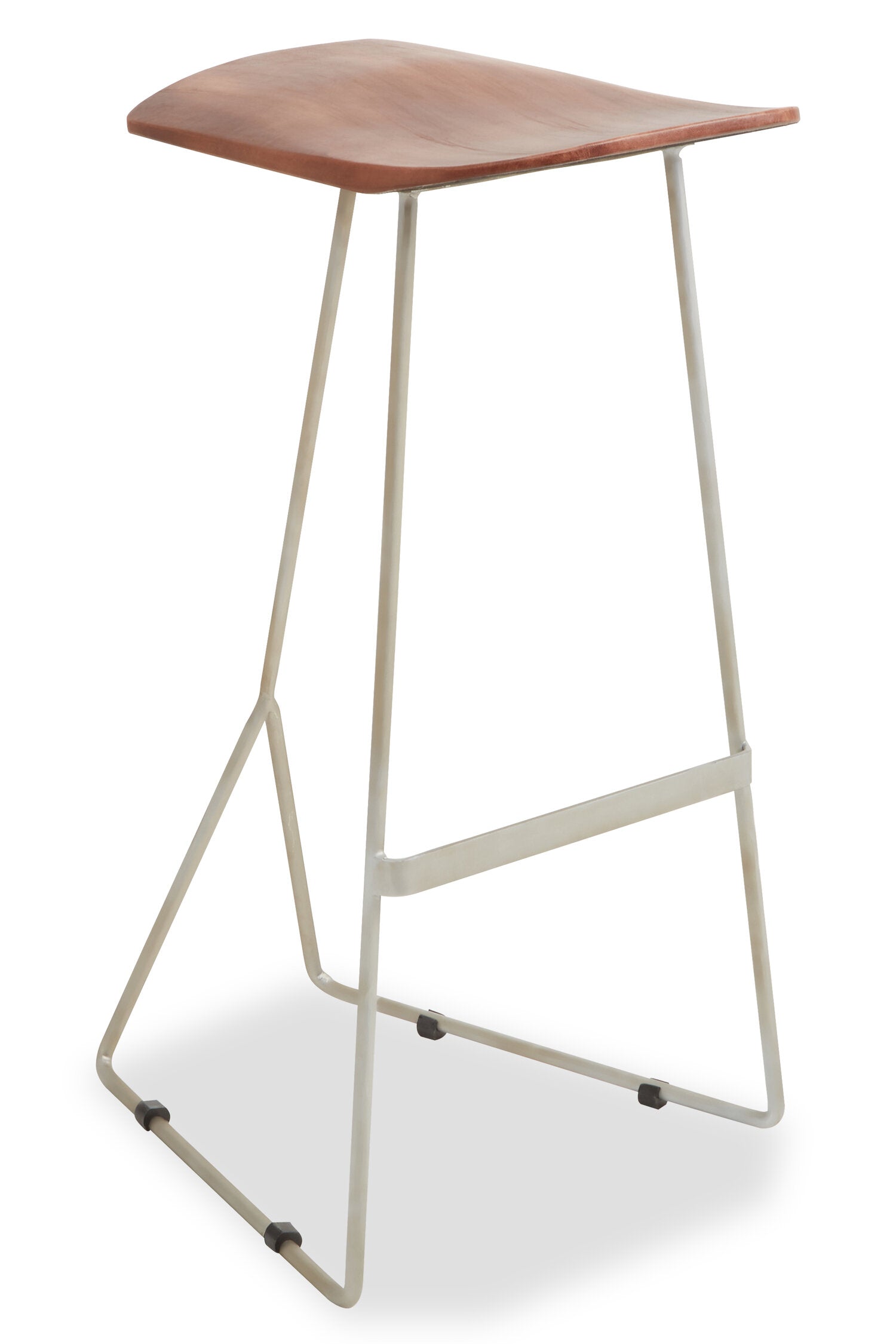 Mikka Saddle Style Acacia Wood and Antique Silver Bar Stool - The Orchard Home and Gifts