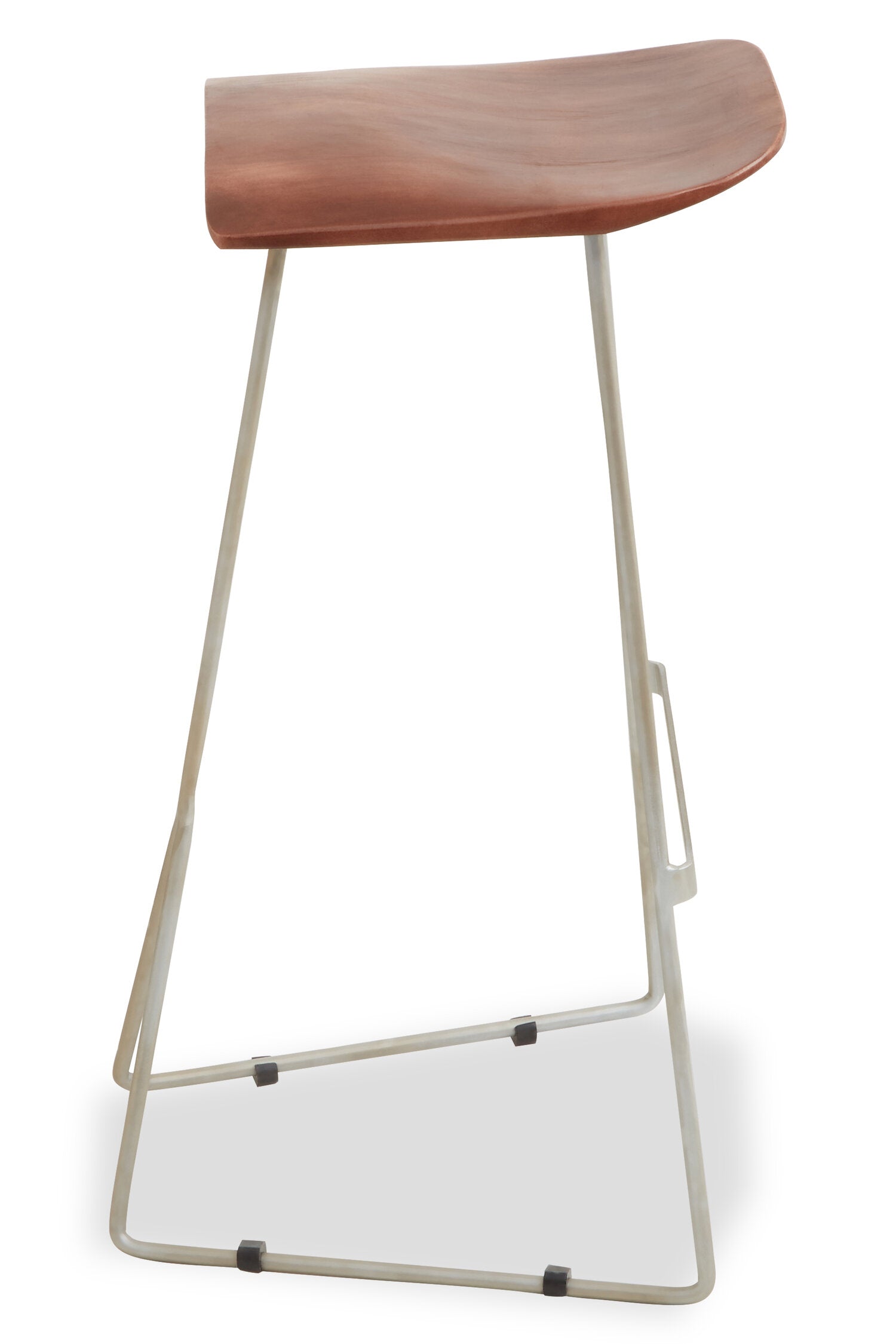 Mikka Saddle Style Acacia Wood and Antique Silver Bar Stool - The Orchard Home and Gifts