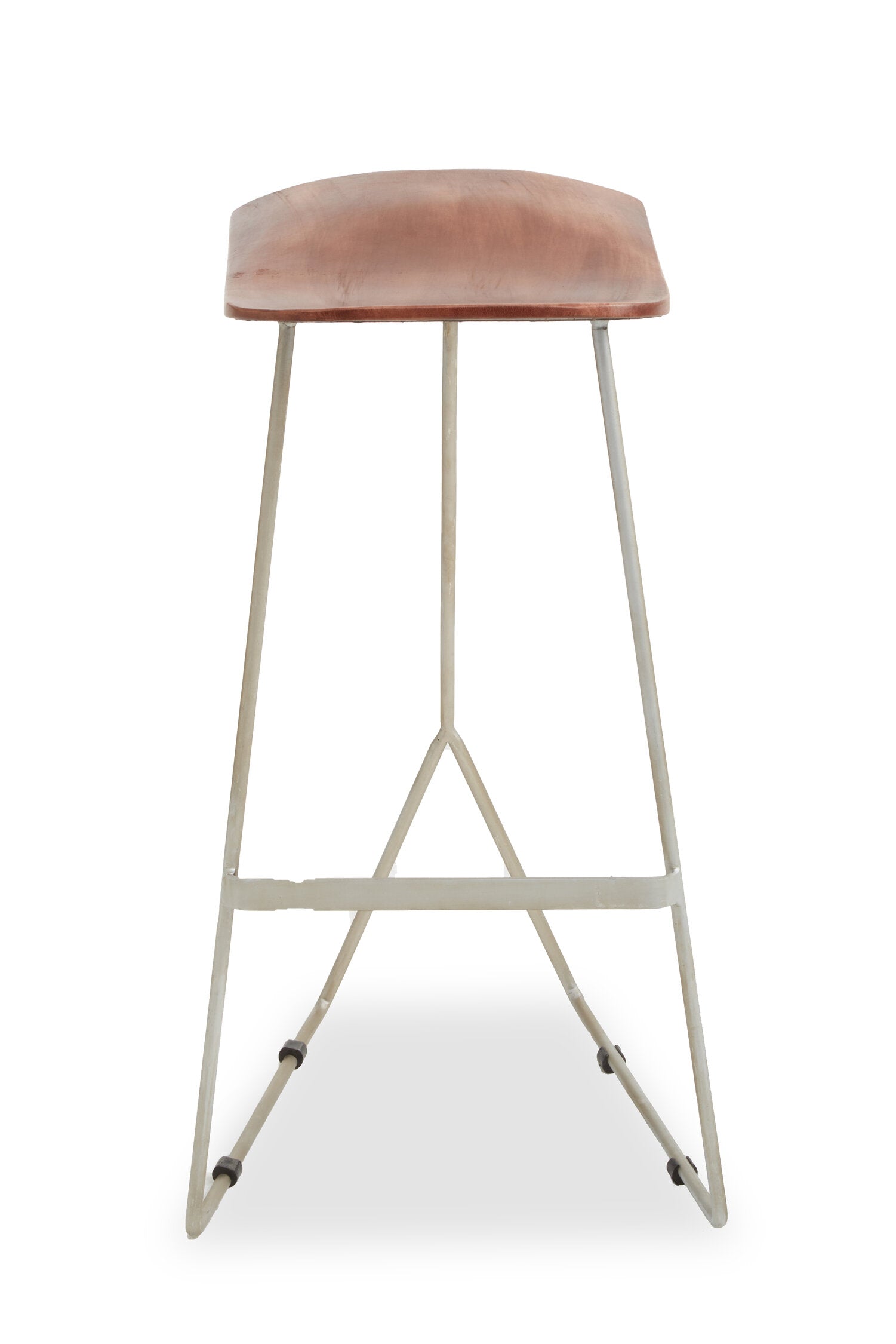 Mikka Saddle Style Acacia Wood and Antique Silver Bar Stool - The Orchard Home and Gifts
