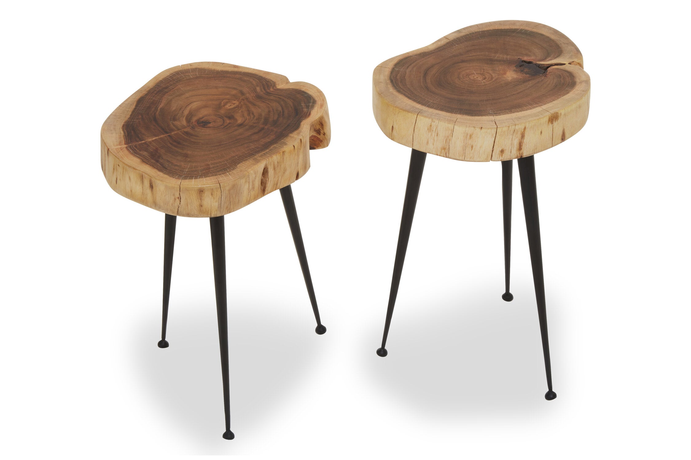 Mikka Acacia Wood Set of Two Side Tables - The Orchard Home and Gifts