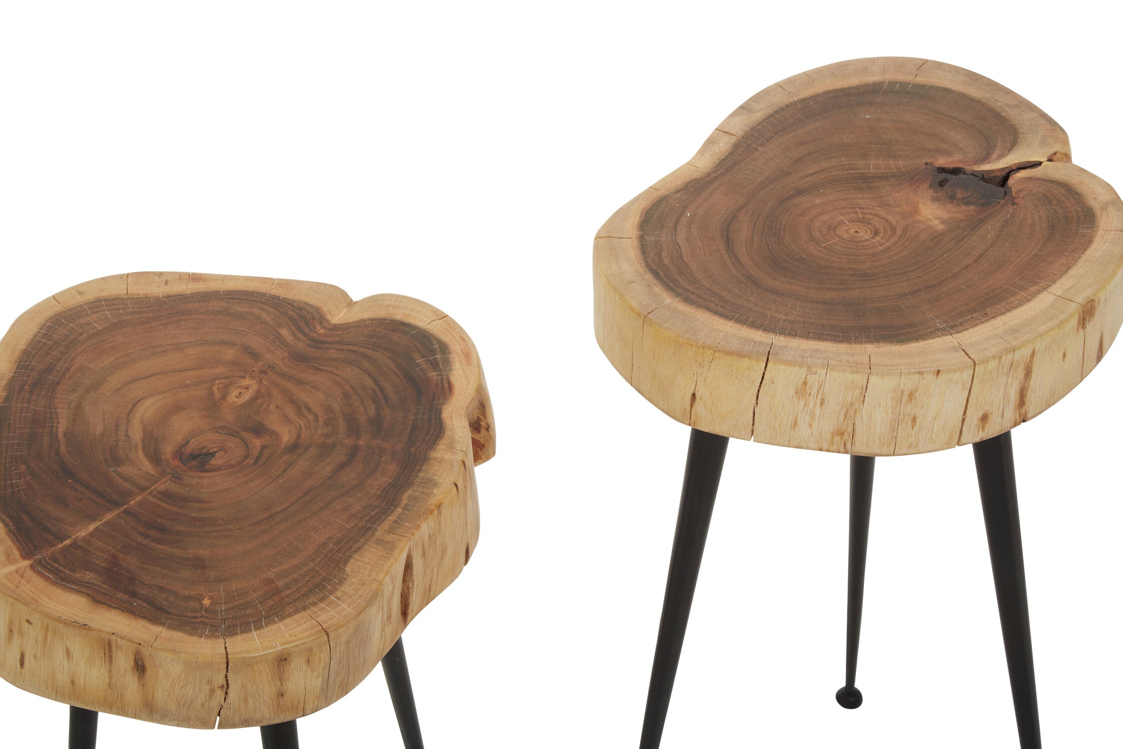 Mikka Acacia Wood Set of Two Side Tables - The Orchard Home and Gifts
