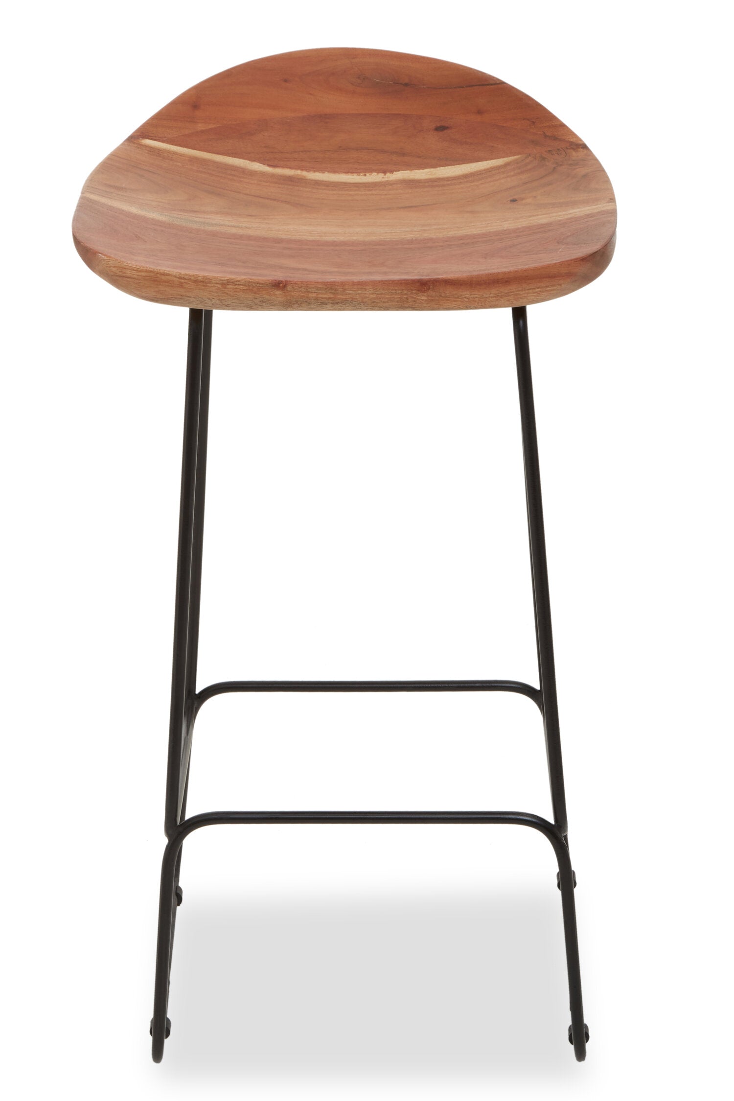 Mikka Acacia Wood and Black Metal Bar Stool - The Orchard Home and Gifts