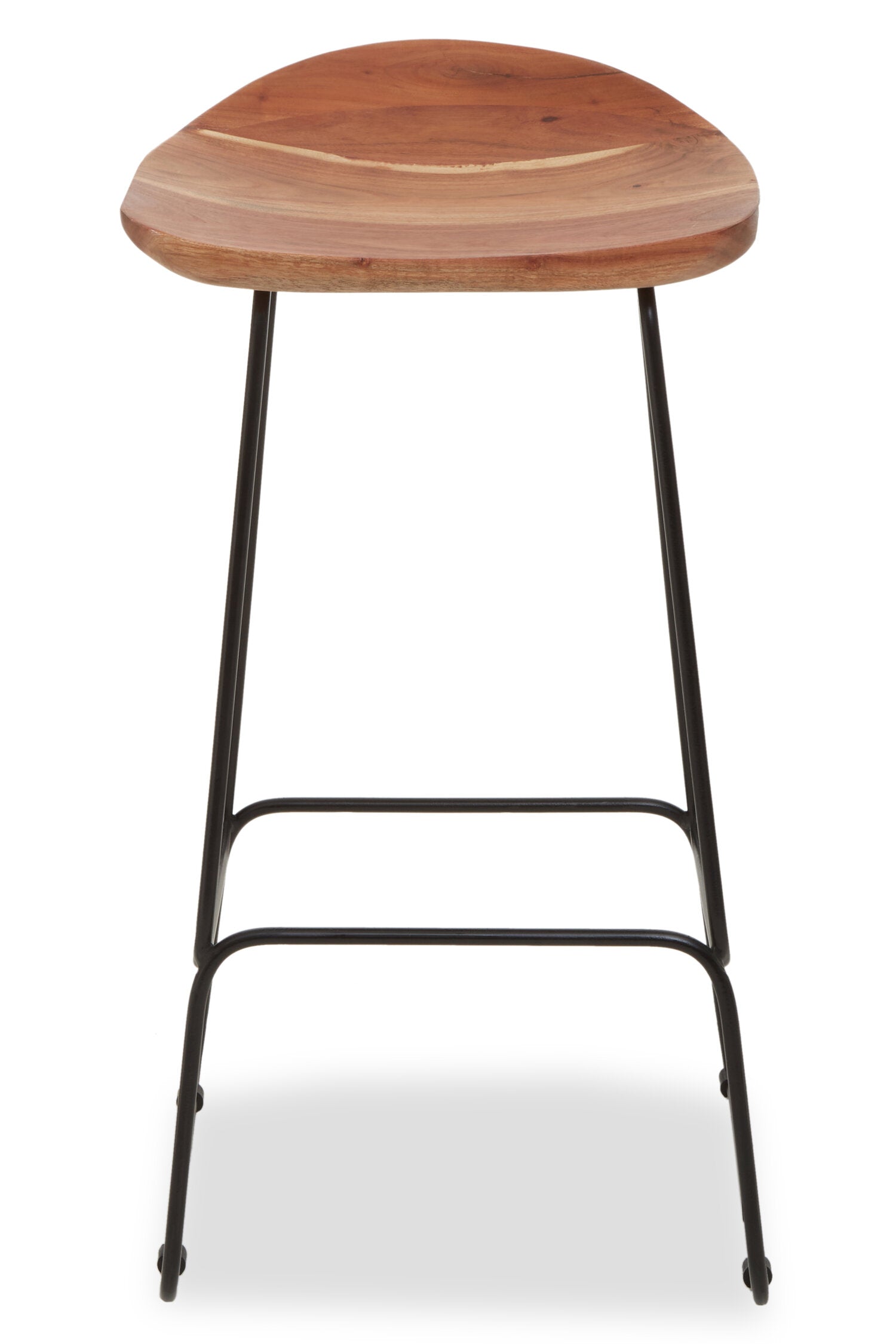Mikka Acacia Wood and Black Metal Bar Stool - The Orchard Home and Gifts