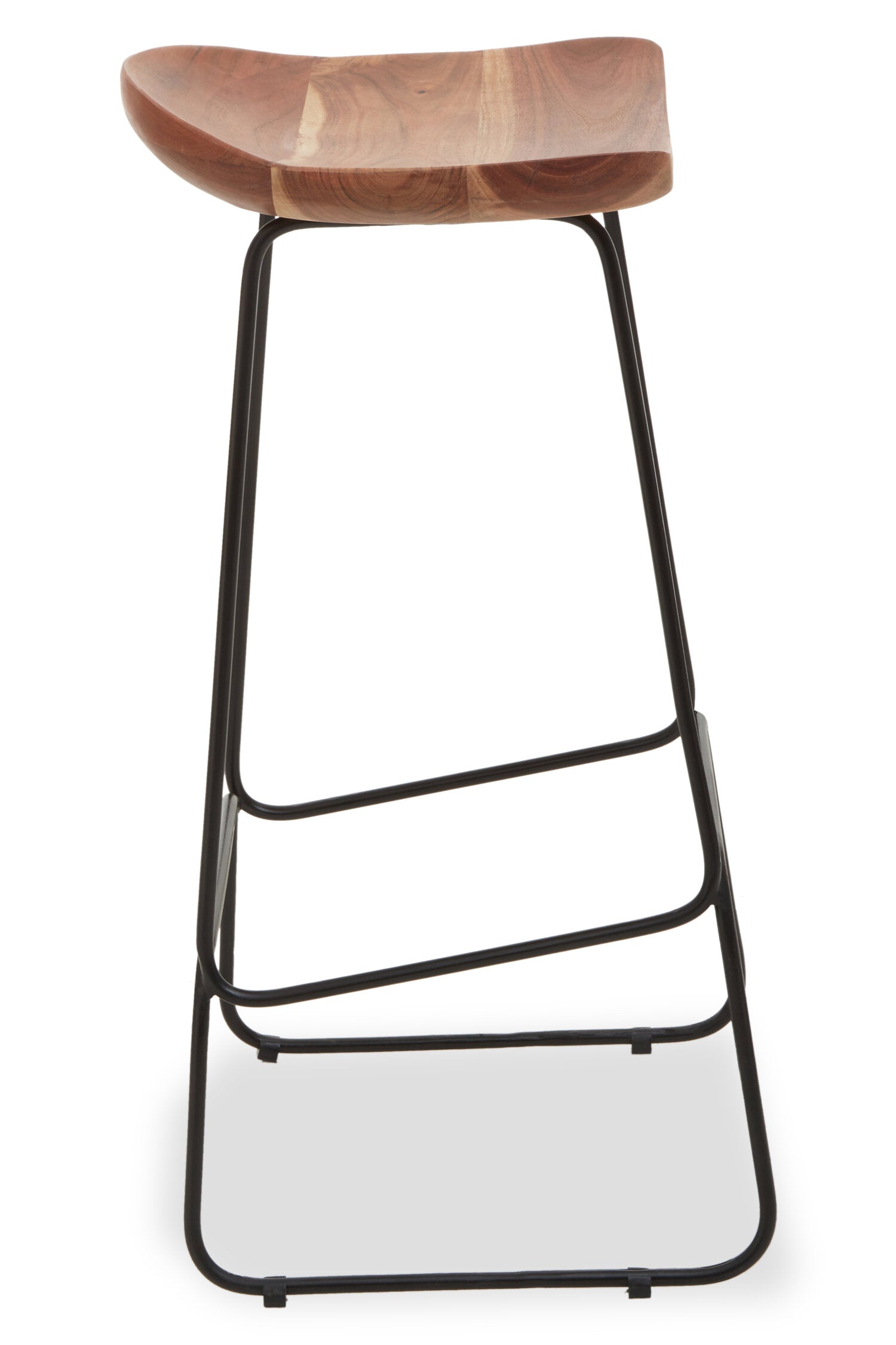 Mikka Acacia Wood and Black Metal Bar Stool - The Orchard Home and Gifts