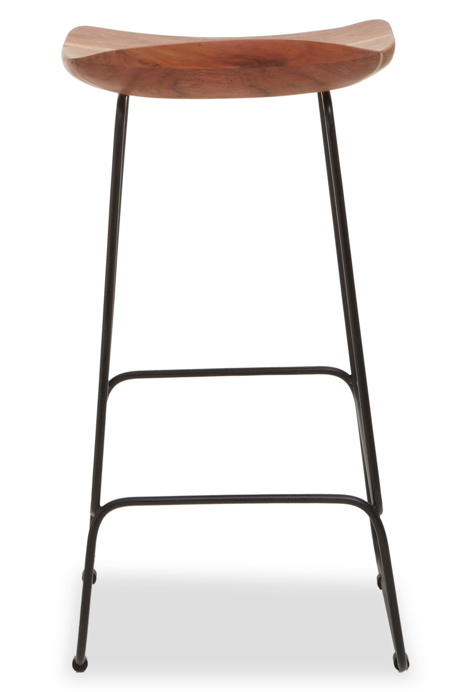 Mikka Acacia Wood and Black Metal Bar Stool - The Orchard Home and Gifts