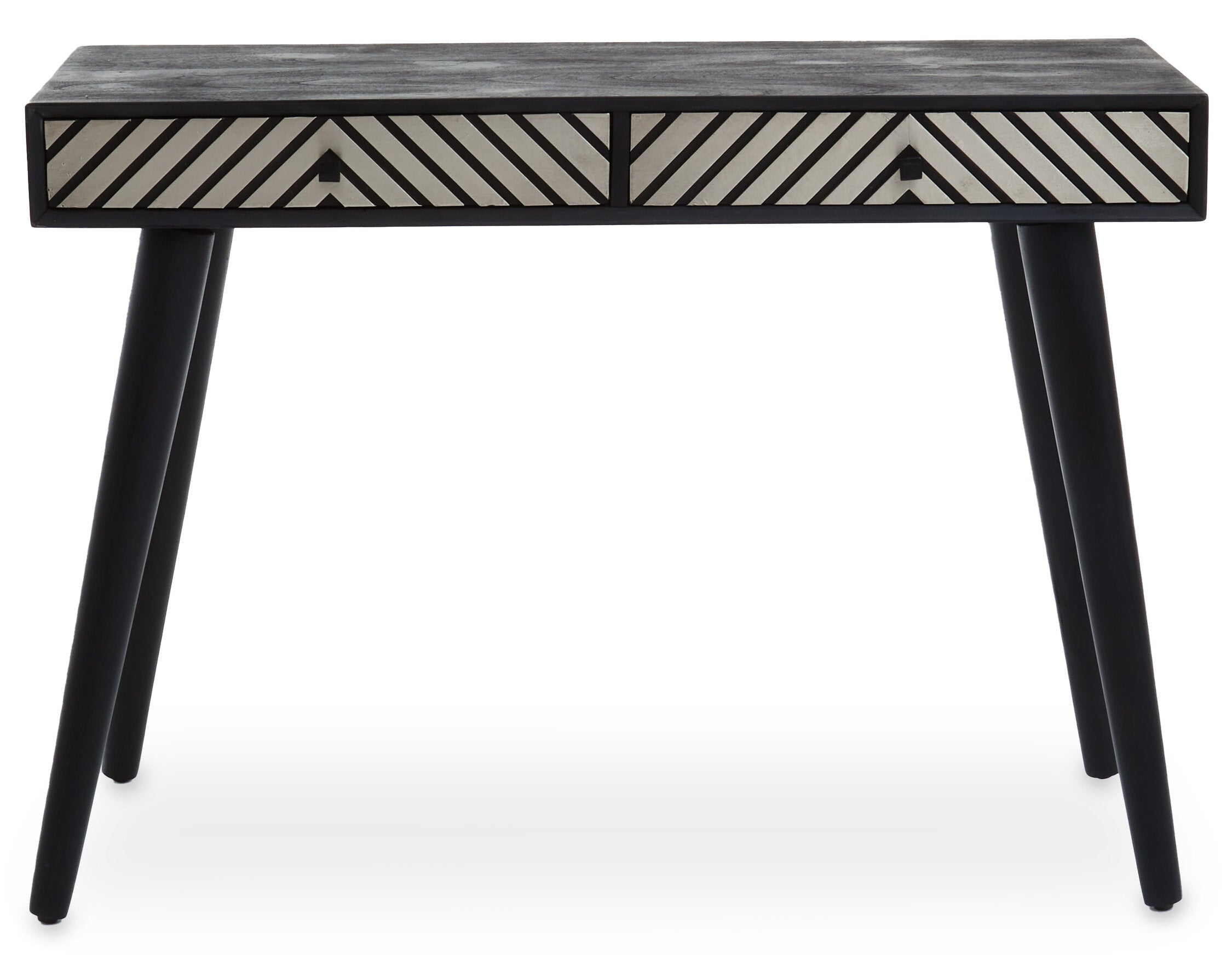 Black and White Acacia Wood Two Drawer Console Table