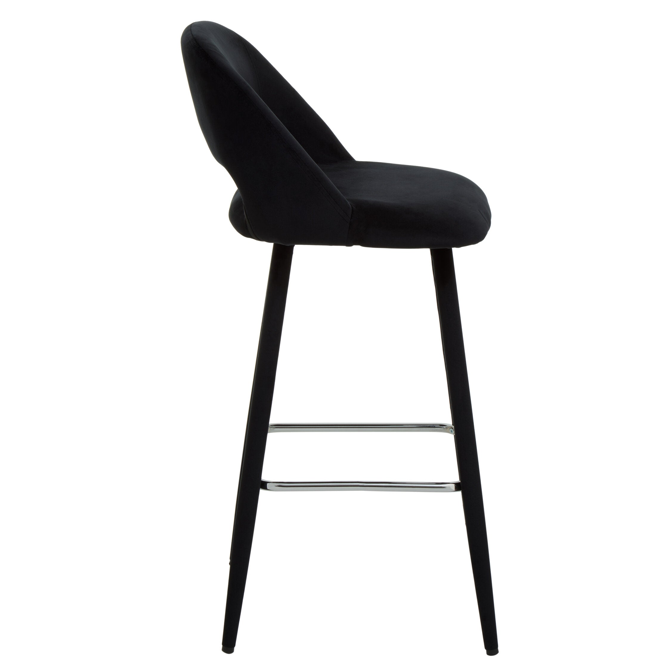 Black Velvet Low Back Upholstered Bar Stool