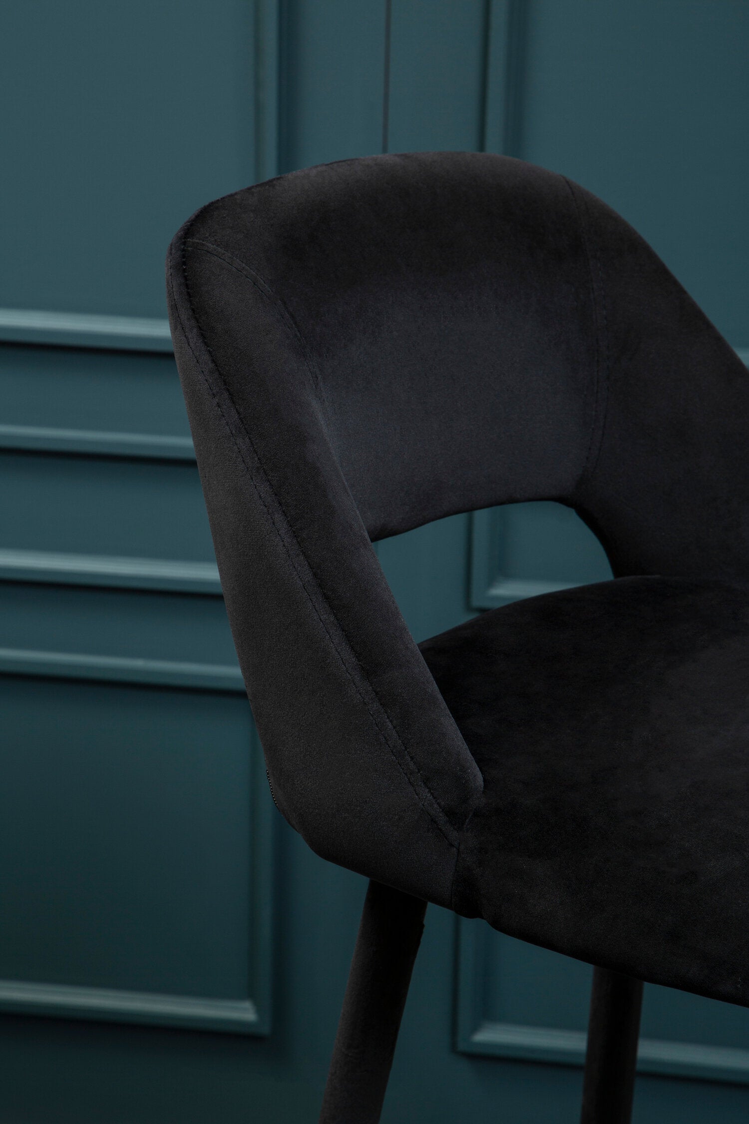 Black Velvet Low Back Upholstered Bar Stool