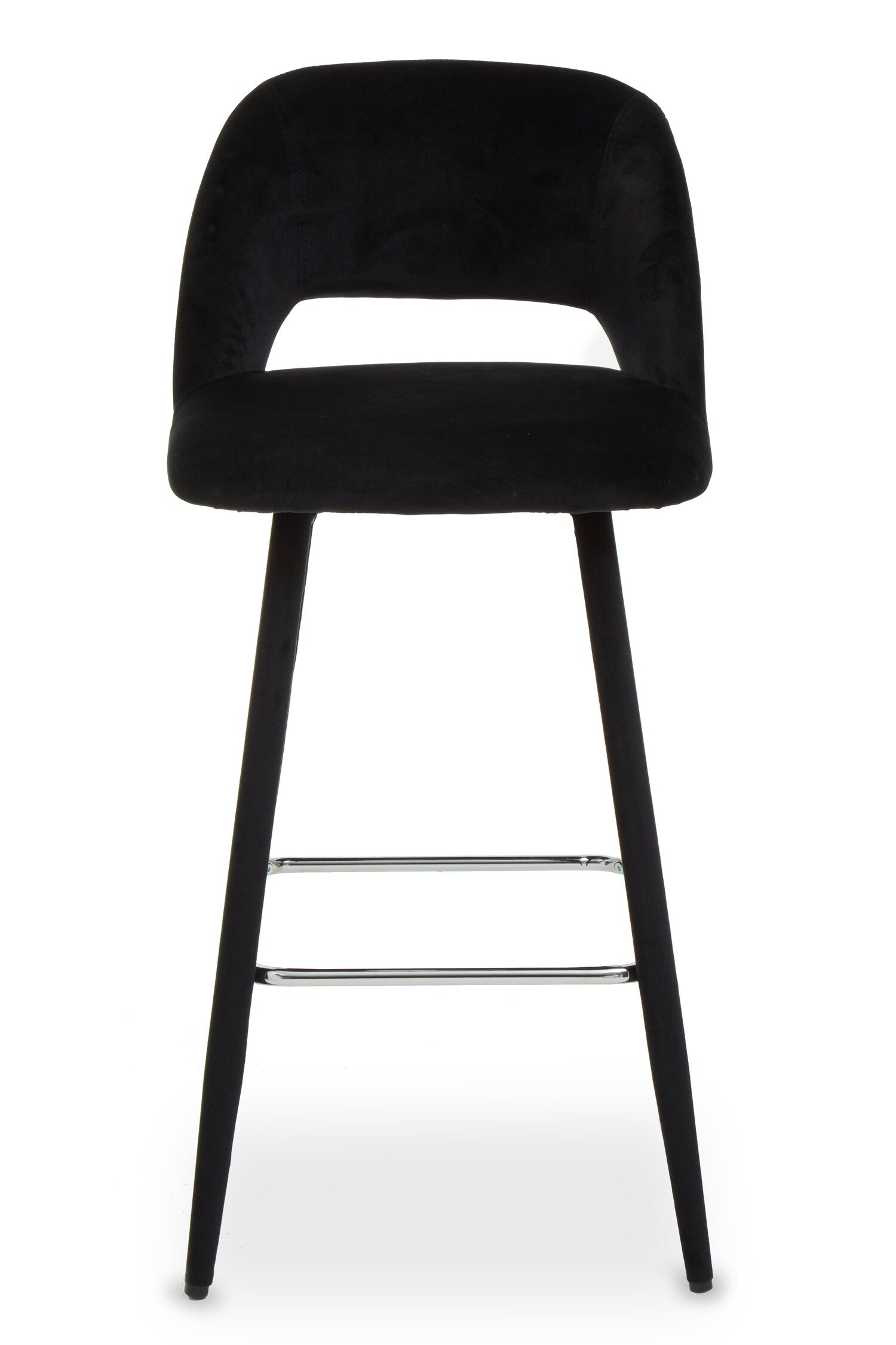 Black Velvet Low Back Upholstered Bar Stool