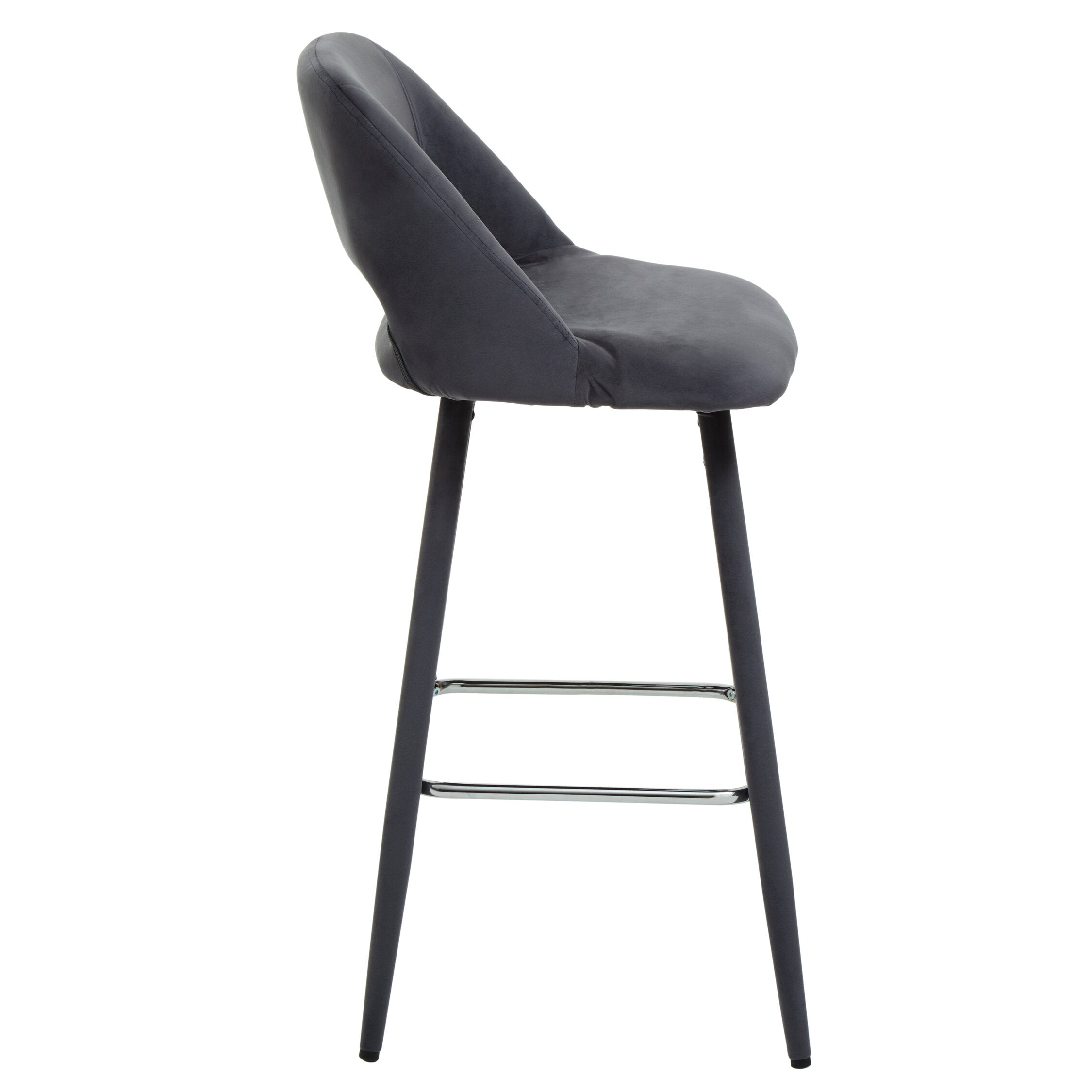 Grey Velvet Low Back Upholstered Bar Stool